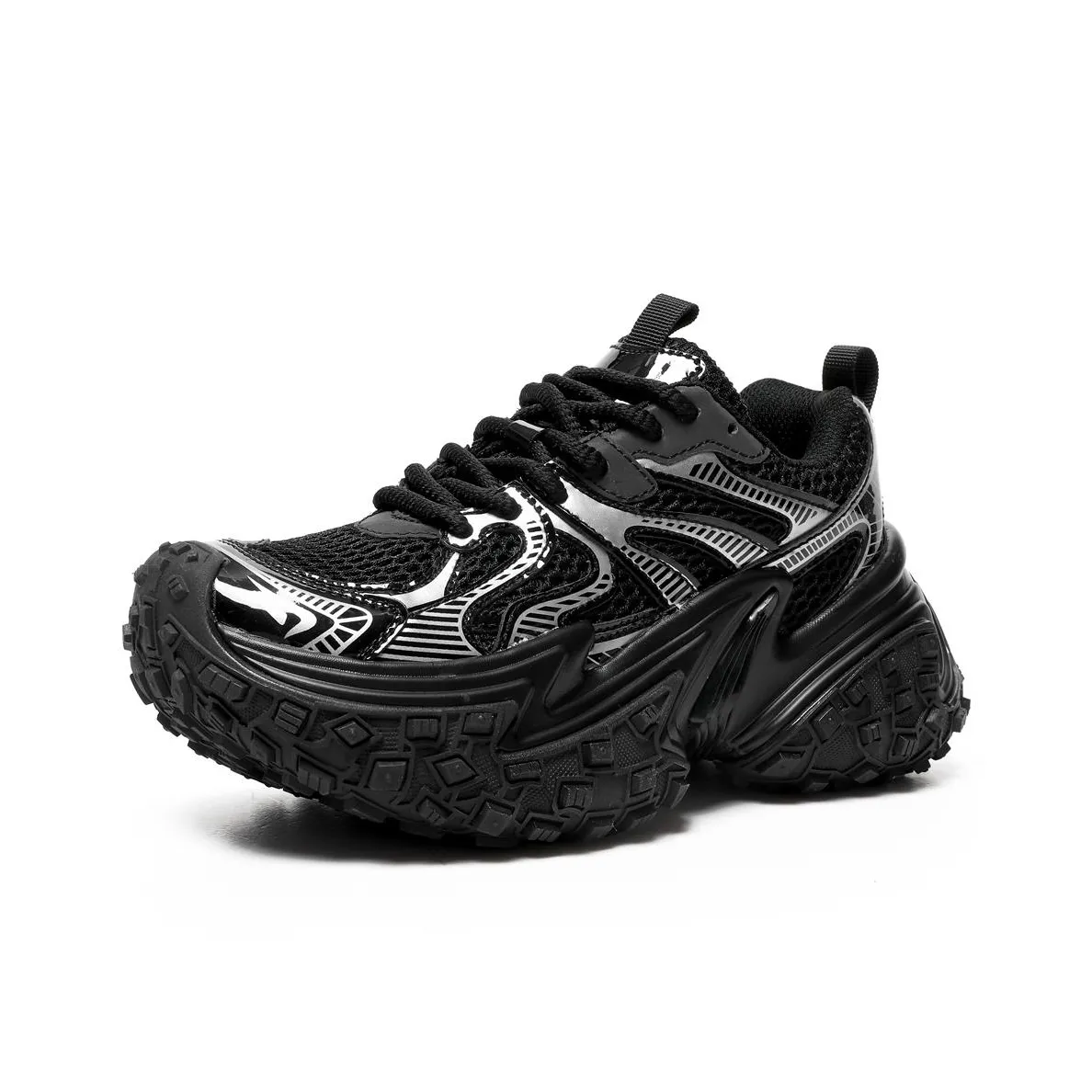 HeeDimensional Износостойкий Дышащий Увеличивающий Высоту Низкий Топ Кроссовки с Толстой Подошвой Унисекс Черный