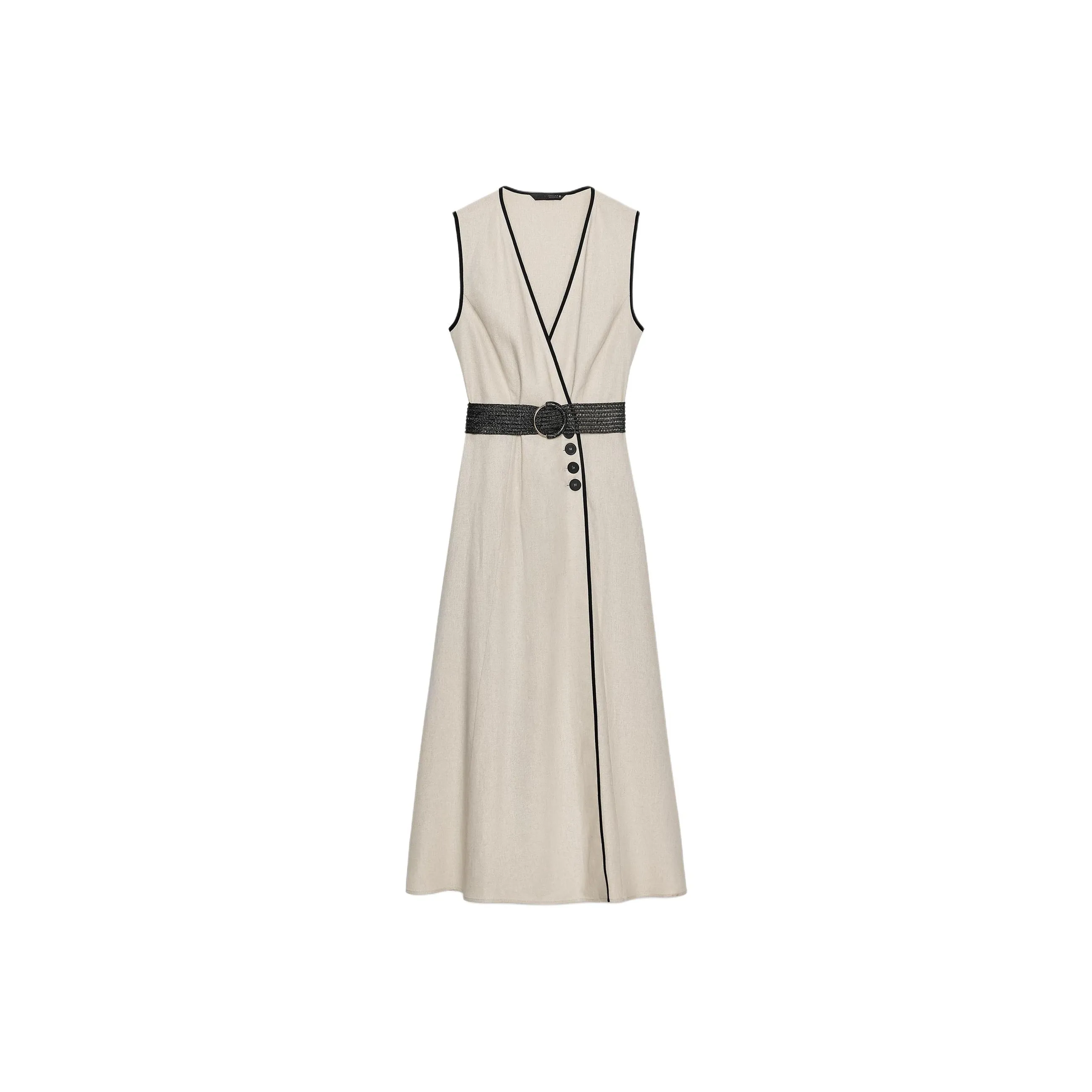 ZARA Светло-бежевые Женские Платья без рукавов