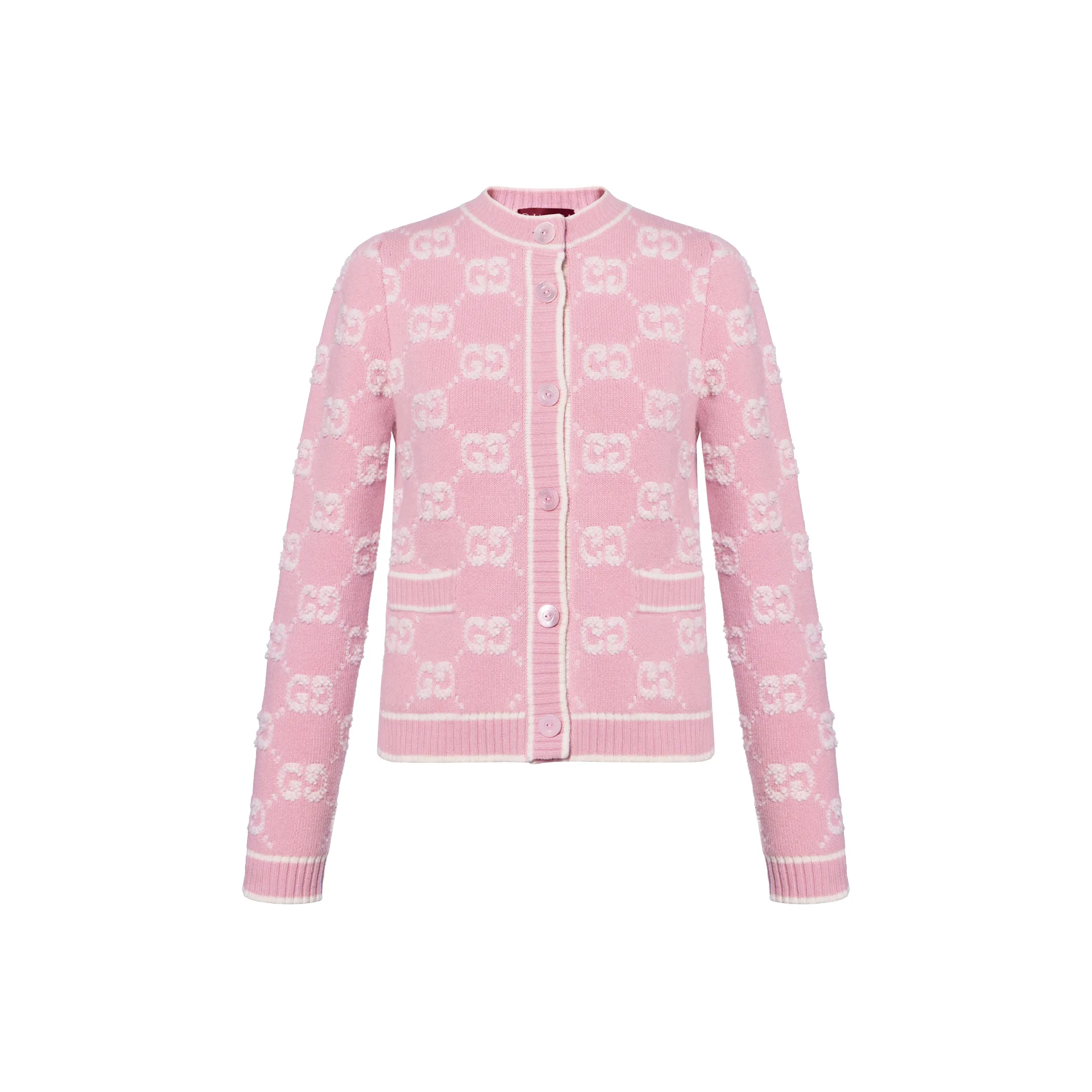 GUCCI Logo Intarsia Button Up Cardigan