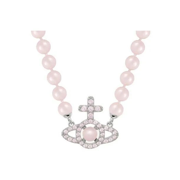 Вивьен Вествуд Brass Pearl Ожерелья Женское Серебро Розовый