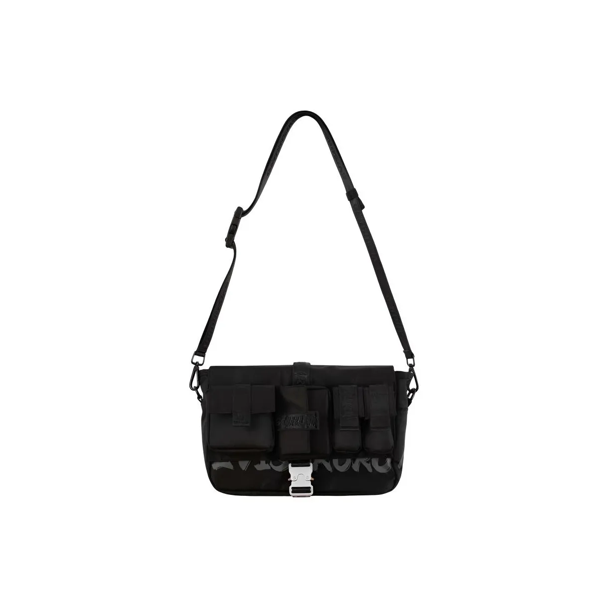 EVISU Polyamide Messenger Bag, Shoulder Bag, Crossbody Bag Unisex Black