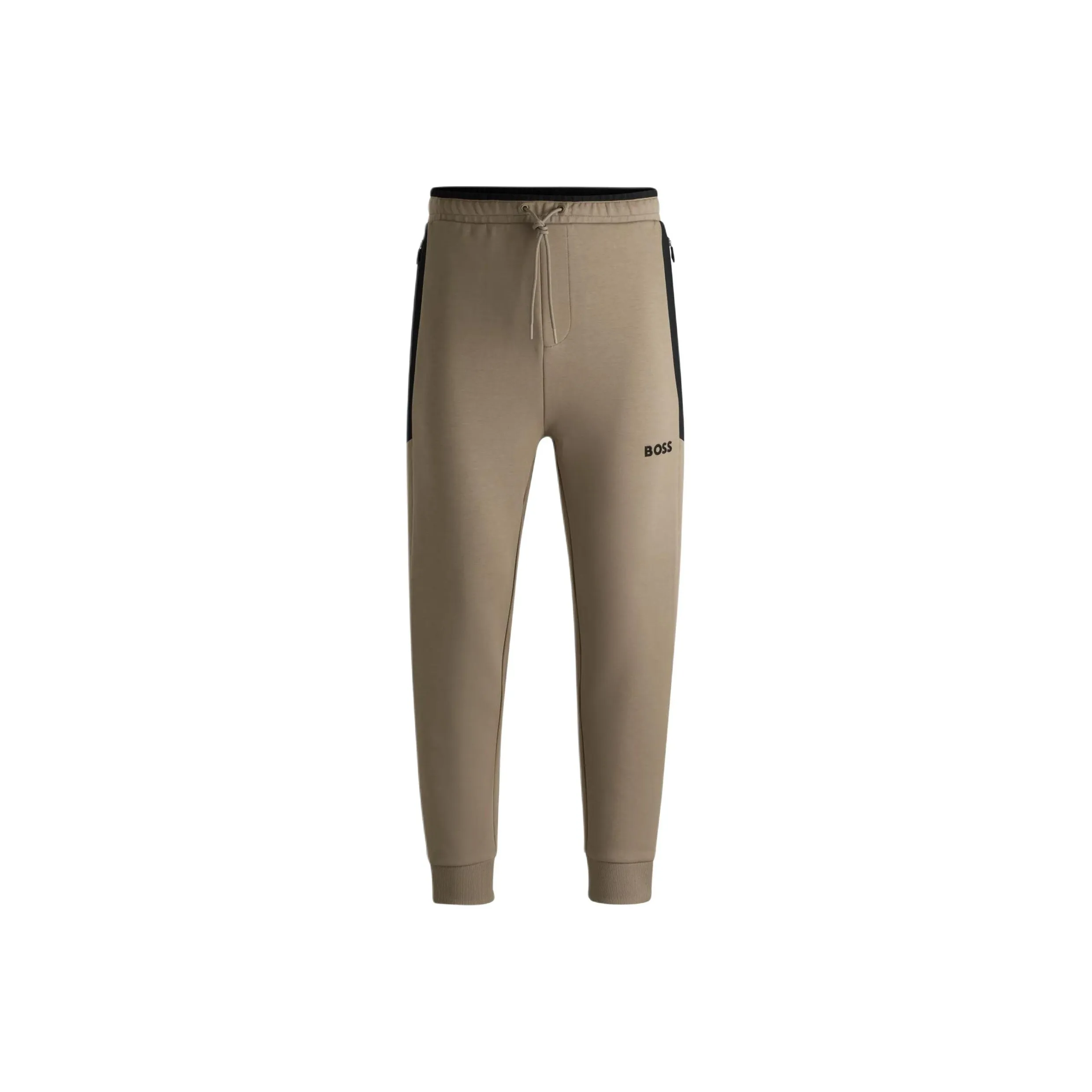 HUGO BOSS Cotton Blend Tracksuit Bottoms With 3d Moulded Logo Casual Pants Men's Khaki