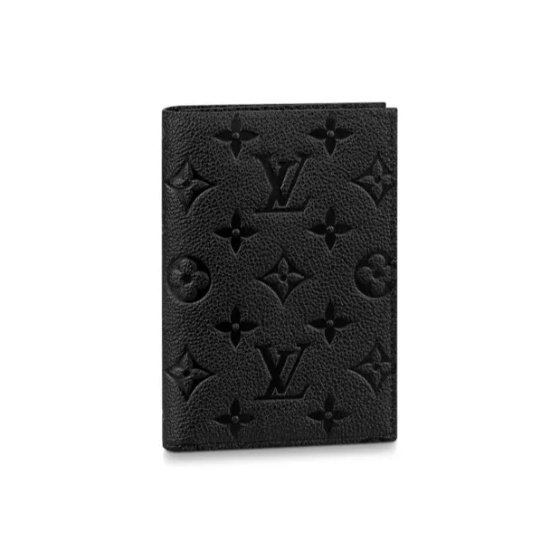 LOUIS VUITTON Monogram Empreinte Cow Leather Passport Clip Unisex Black
