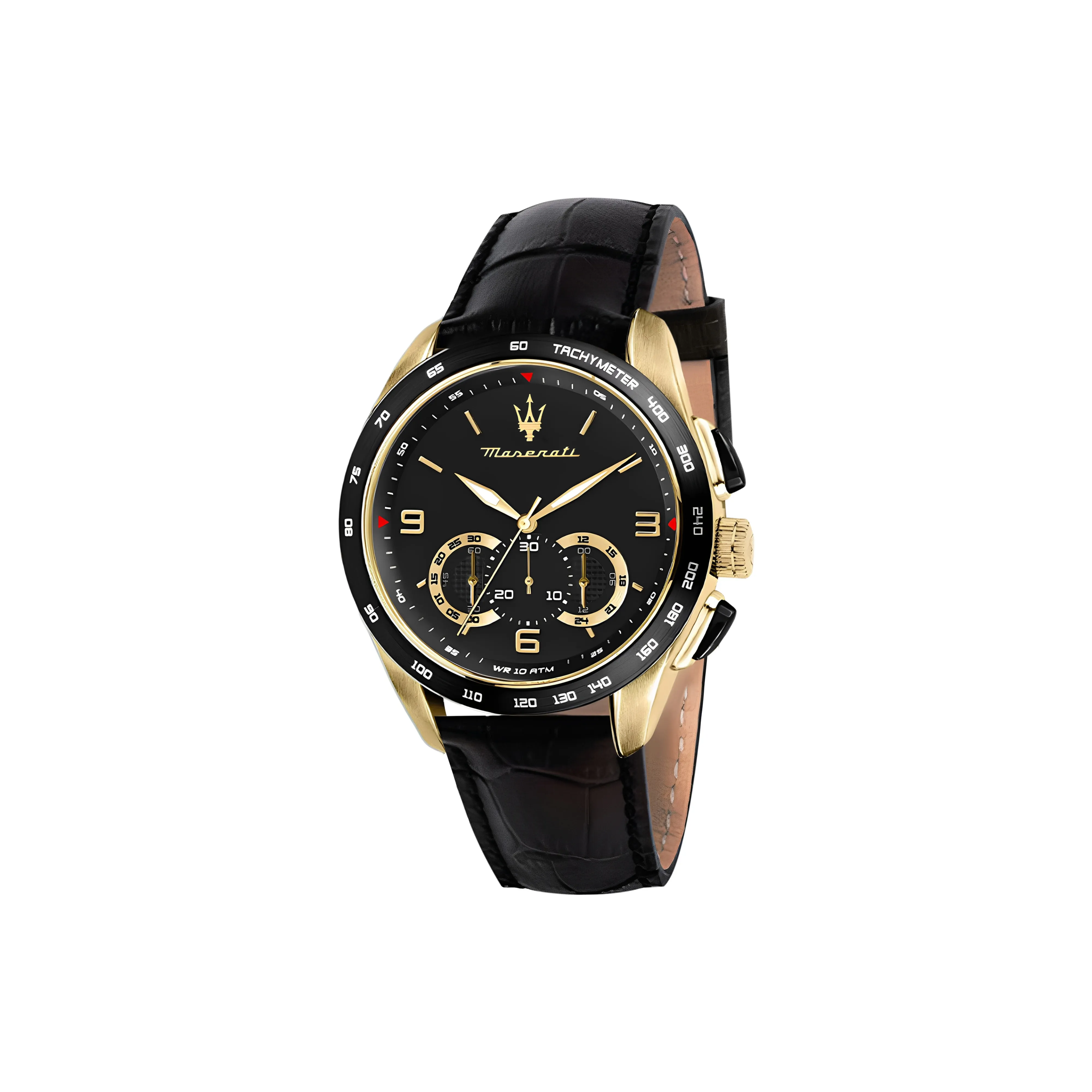 Maserati Explorer Collection Wrist Watch Кварцевый механизм Естественная кожа Ремешок Черный циферблат Унисекс