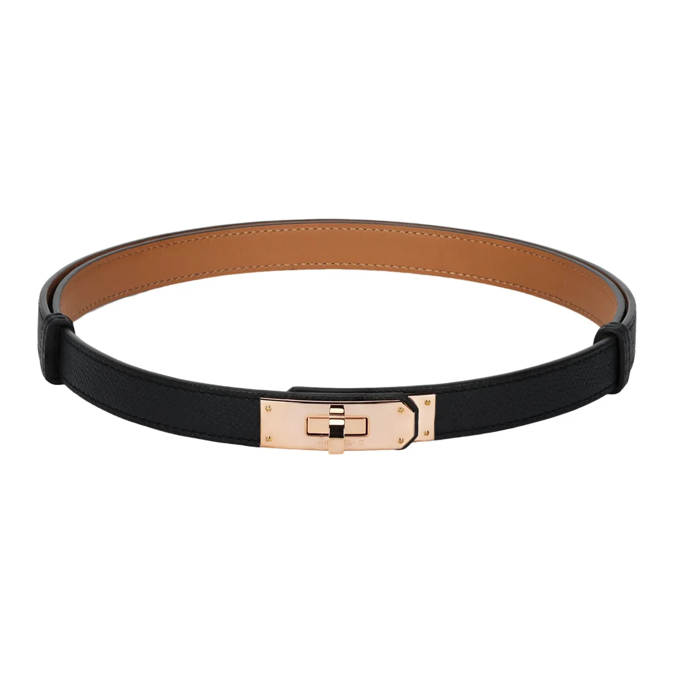 HERMES Epsom Calfskin Leather Belts Women's Width 1.8CM