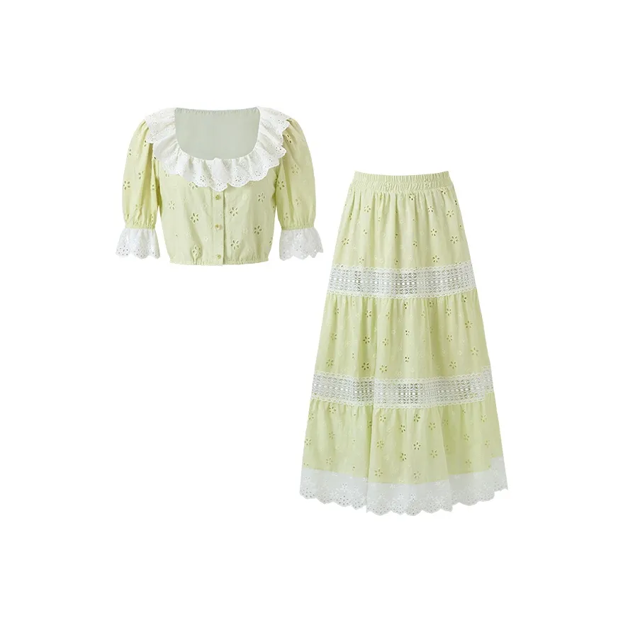 ACAINES Мятно-зеленый Комплекты Женские с юбкой