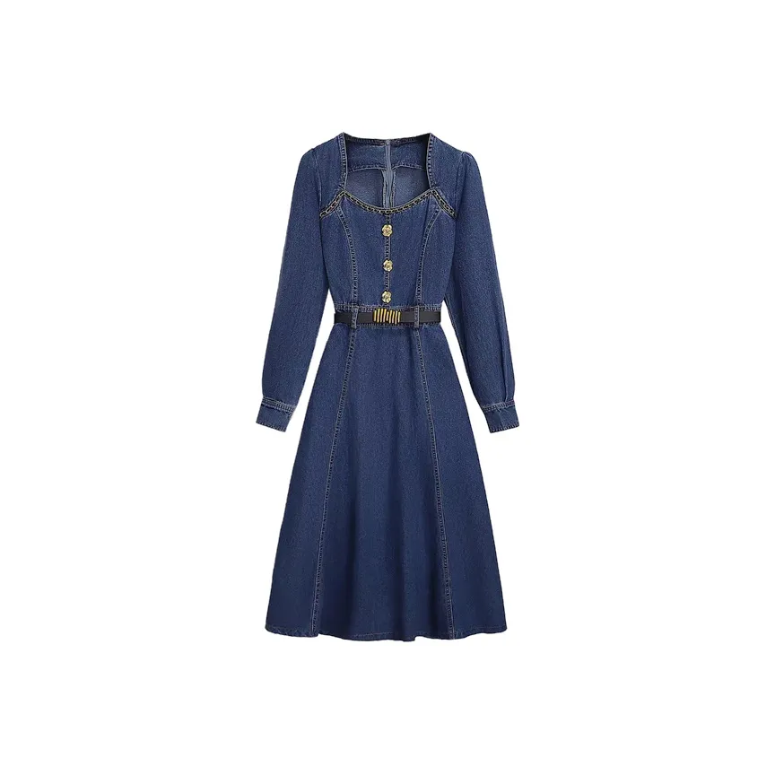 QIAOMONVHAI Длинное платье с длинными рукавами женское