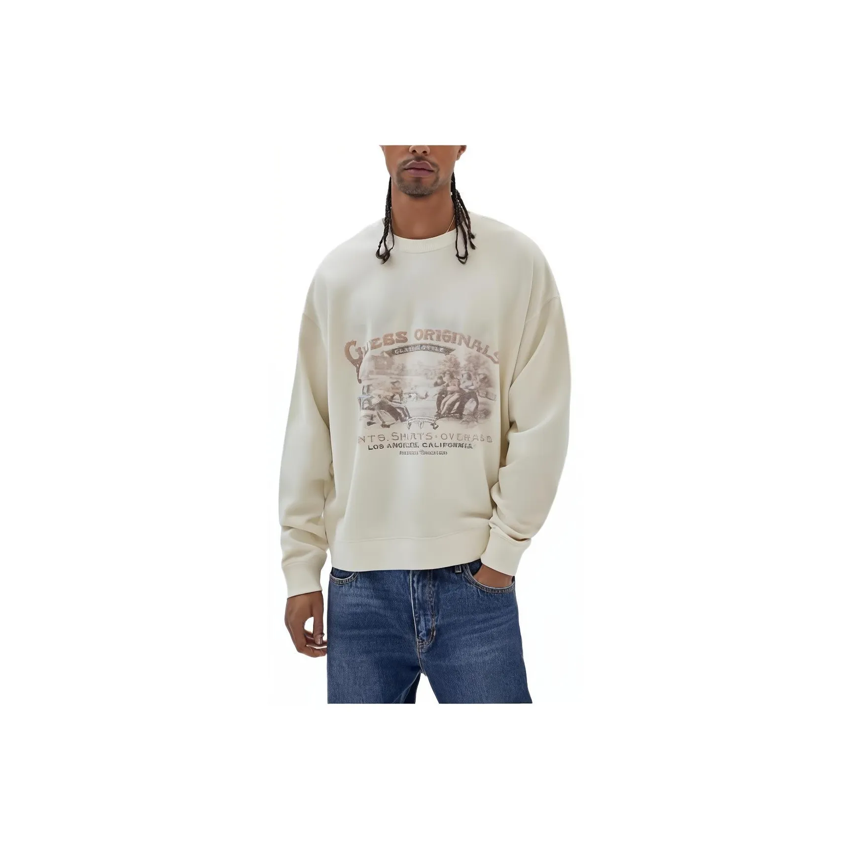 GUESS Originals Warranted Fleece Sweater Men's White
