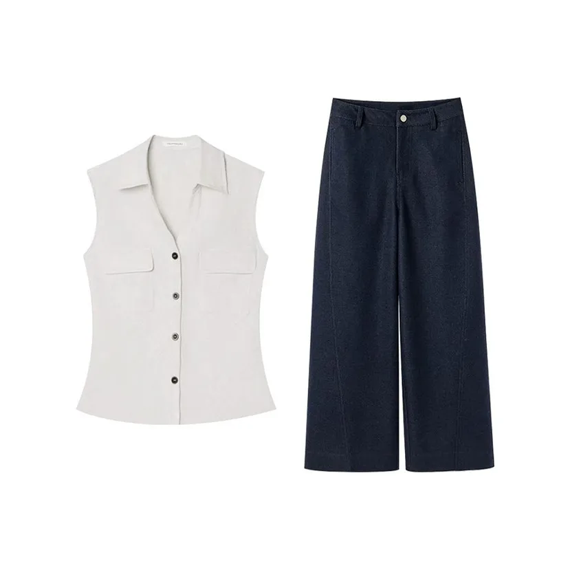 MARIE·COCO Белый жилет, топ и брюки, женские повседневные костюмы