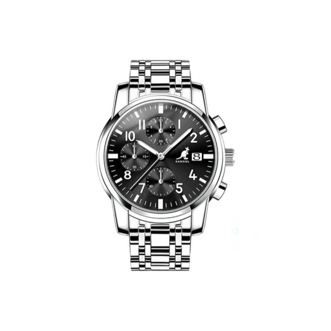 KANGOL Многофункциональный THREE Глаза Six Hands Кварцевый механизм Ремешок из нержавеющей стали Часы Мужские часы