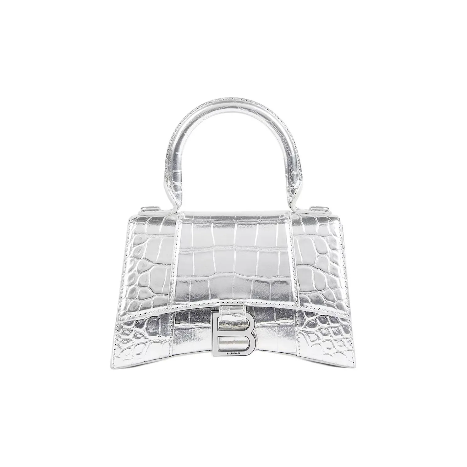 Balenciaga Hourglass Calfskin Shoulder Bag, Crossbody Bag, Handbag Mini Women's Silver
