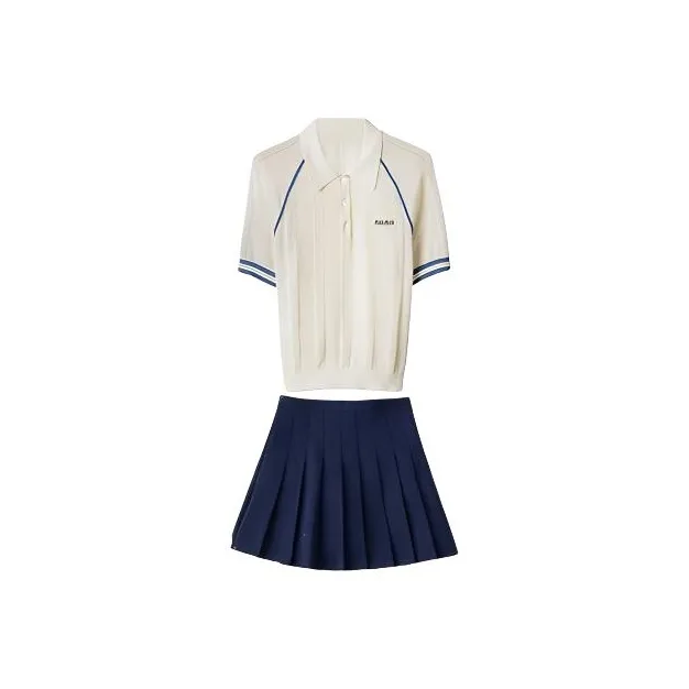 HUINIAN Белый топ + Темно-синий плиссированная юбка Женские комплекты с юбкой