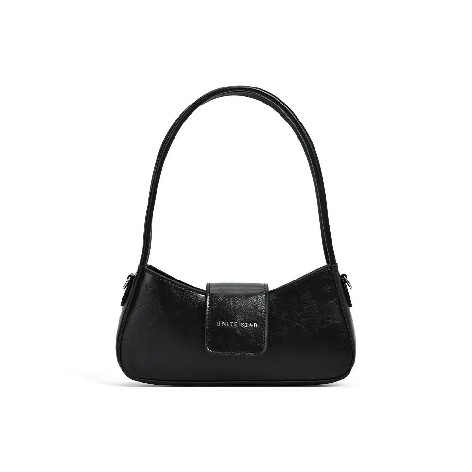 UNITE STAR ПУ (полиуретан) Синтетическая кожа Багетная сумка Портативная сумка через плечо Сумка через плечо среднего размера Женская Черная