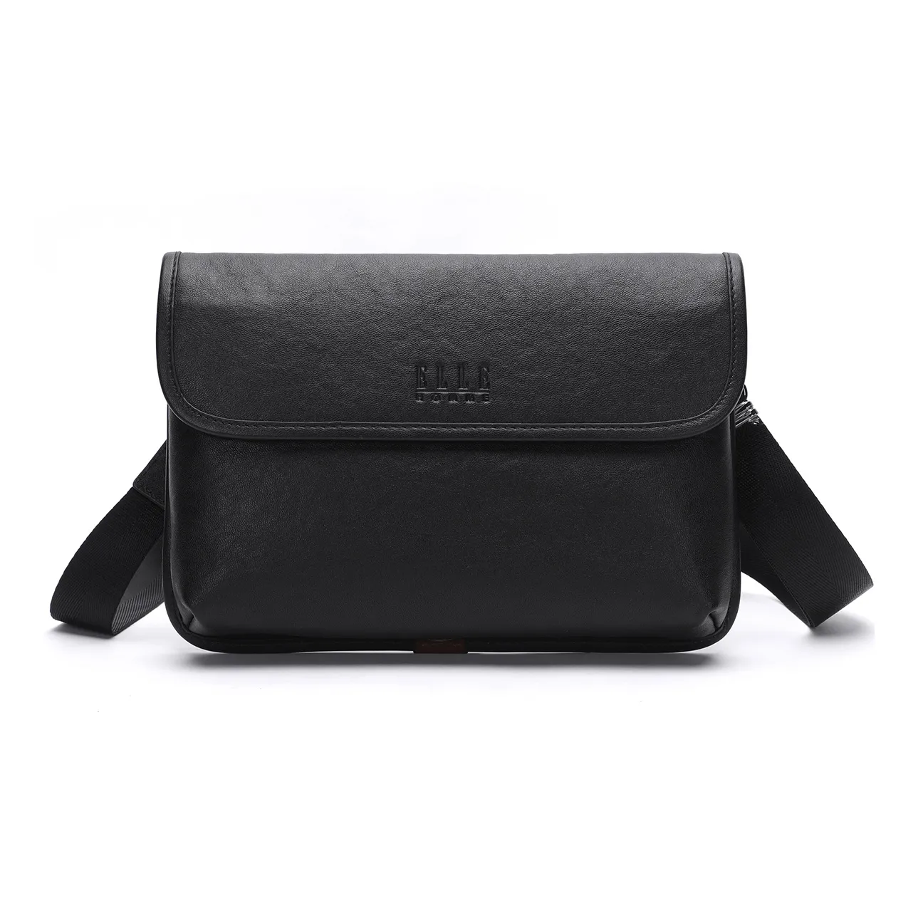 ELLE HOMME Сумка через плечо из натуральной коровьей кожи мужская черная