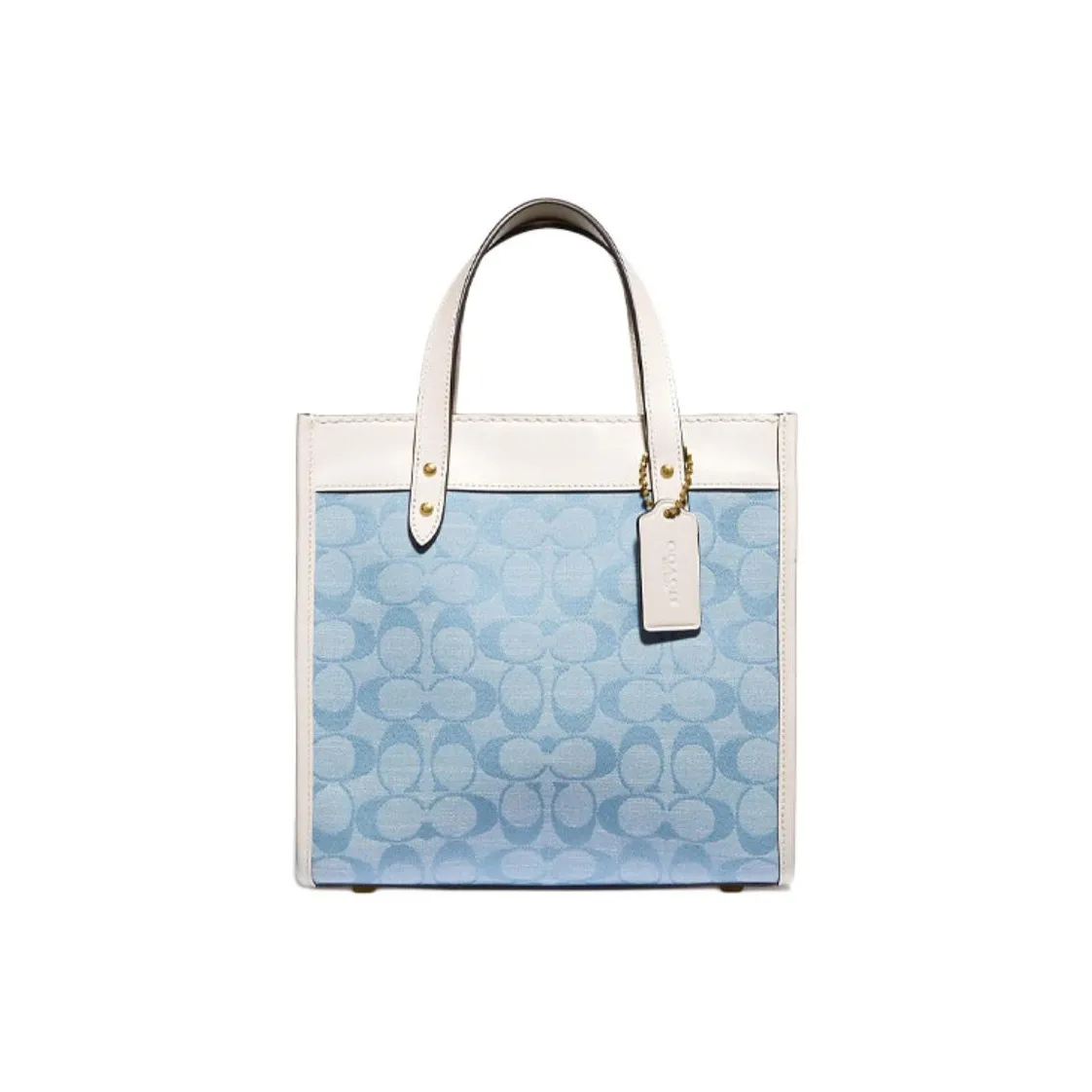 COACH Field Collection Tote Bag Shopping Bag Crossbody One Shoulder Handbags Small Size Women's Blue White