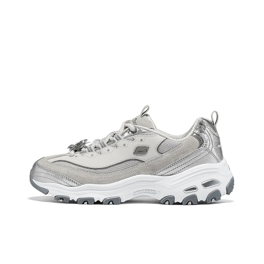 Skechers D'LITES 1,0 Амортизация Износостойкие Низкие Кроссовки с Толстой Подошвой Женские Серебряный Золотой