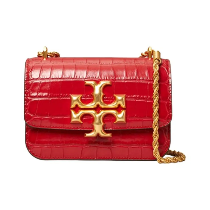 TORY BURCH Eleanor Cow Leather Chain Bag, Shoulder Bag, Crossbody Bag Trumpets Women's Burgundy