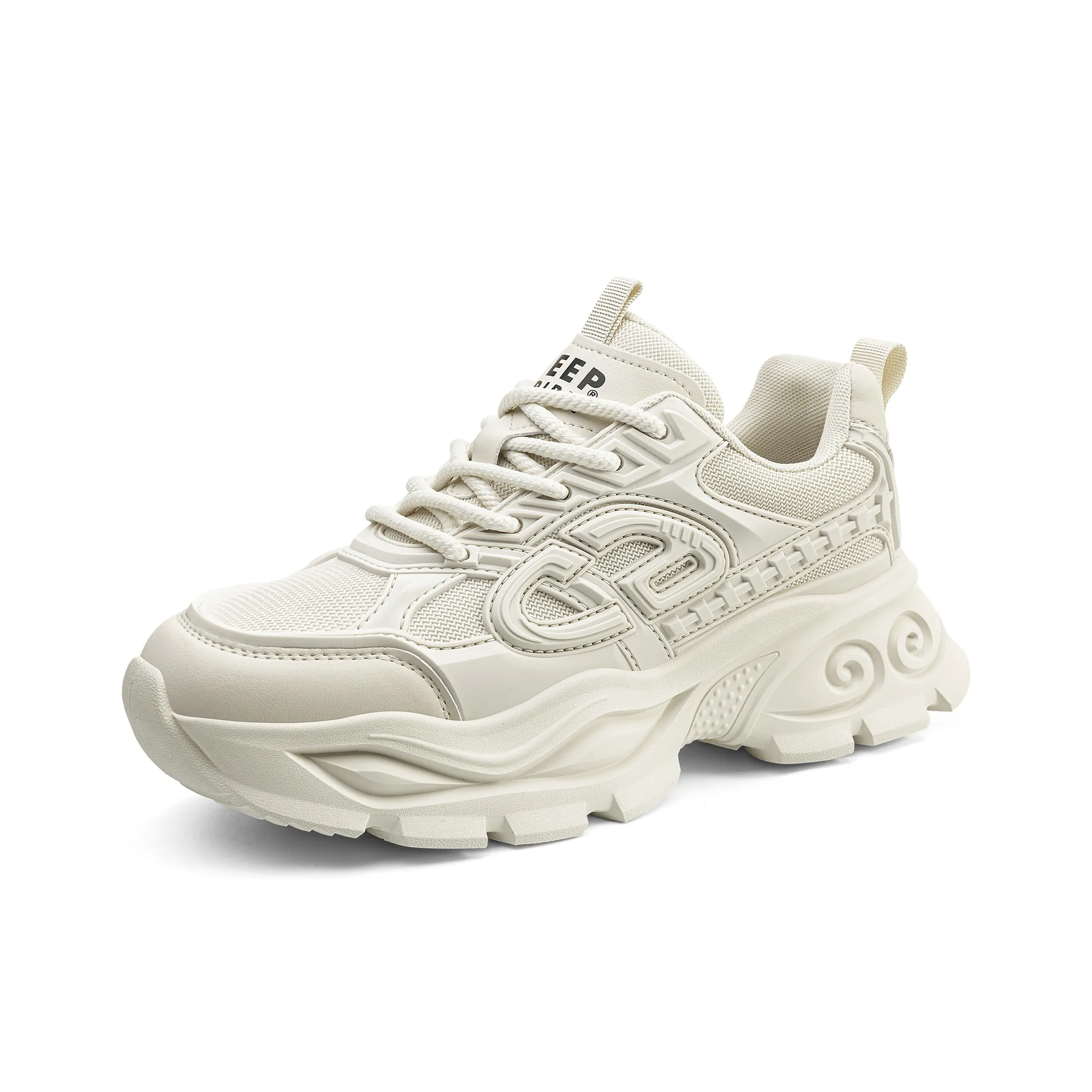 JEEP SPIRIT Black Myth Амортизация Увеличение Высоты Устойчивость к Износу Дышащий Низкий Топ Кроссовки Мужские Белые