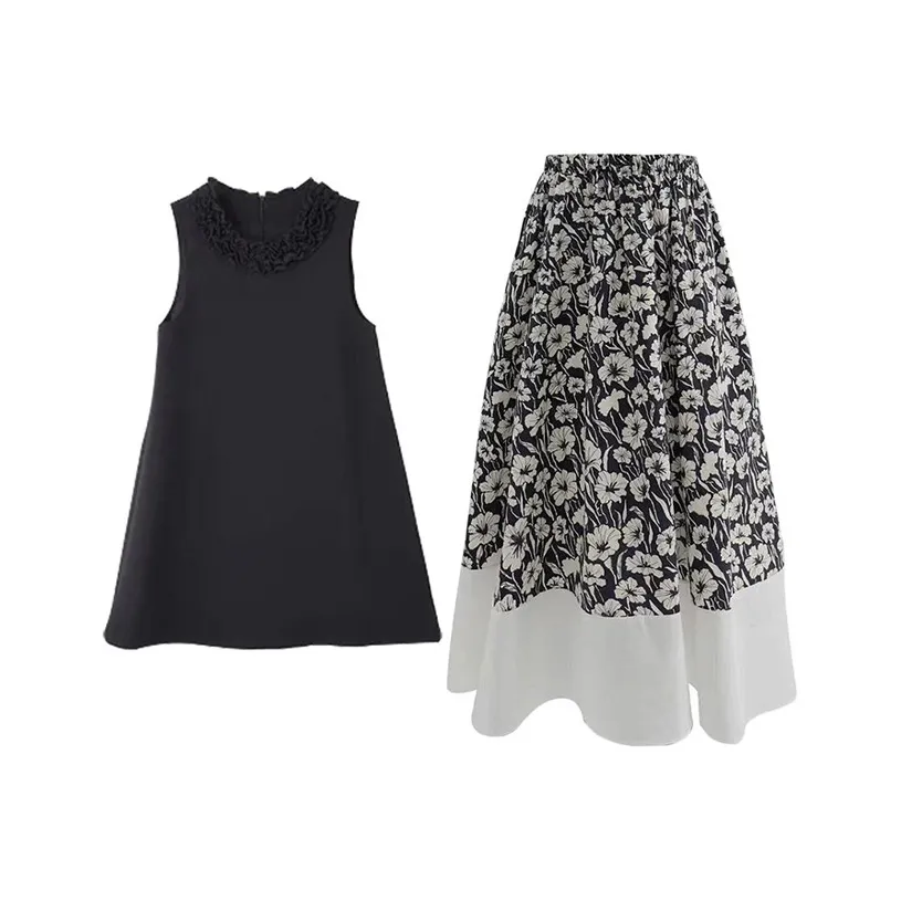 MARIE·COCO Черный топ + юбка Женские комплекты с юбкой