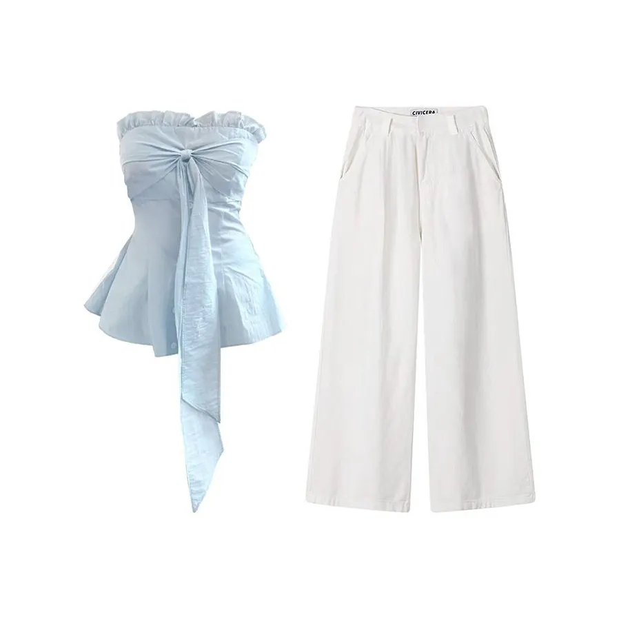 MARIE·COCO Топ без бретелей + брюки Женские Повседневные костюмы