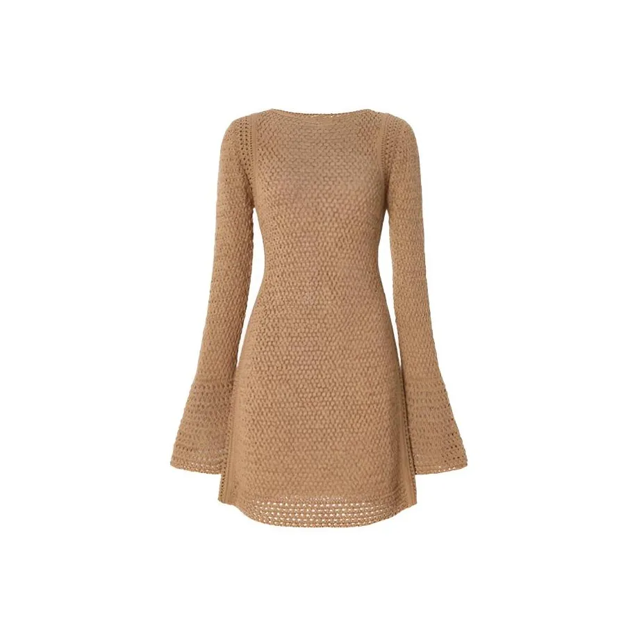 Leather Cat Длинное платье с длинными рукавами женское