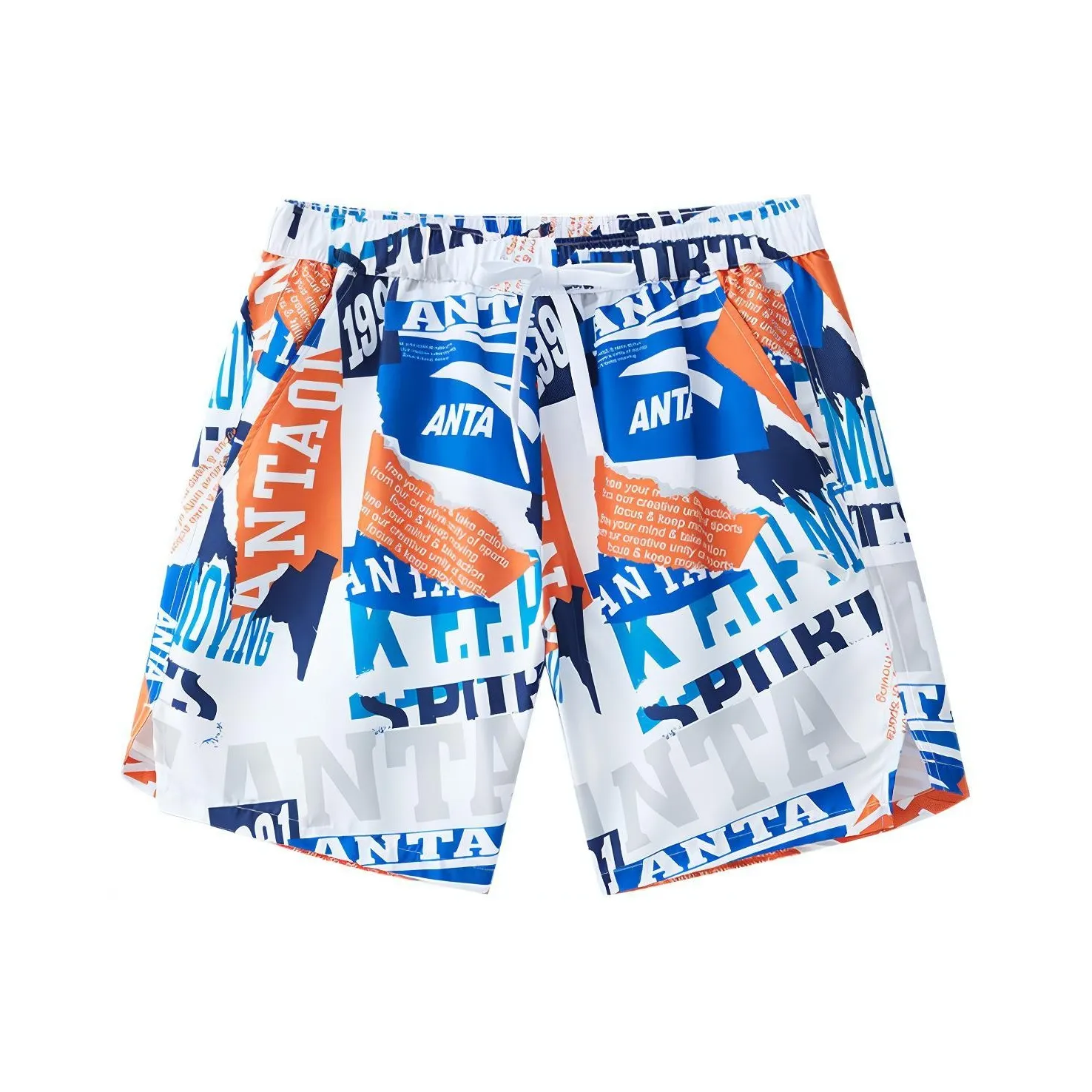 Anta Beach Shorts Men's Pure White/Clear Sapphire Blue/Deep Sea Blue/Beach Orange