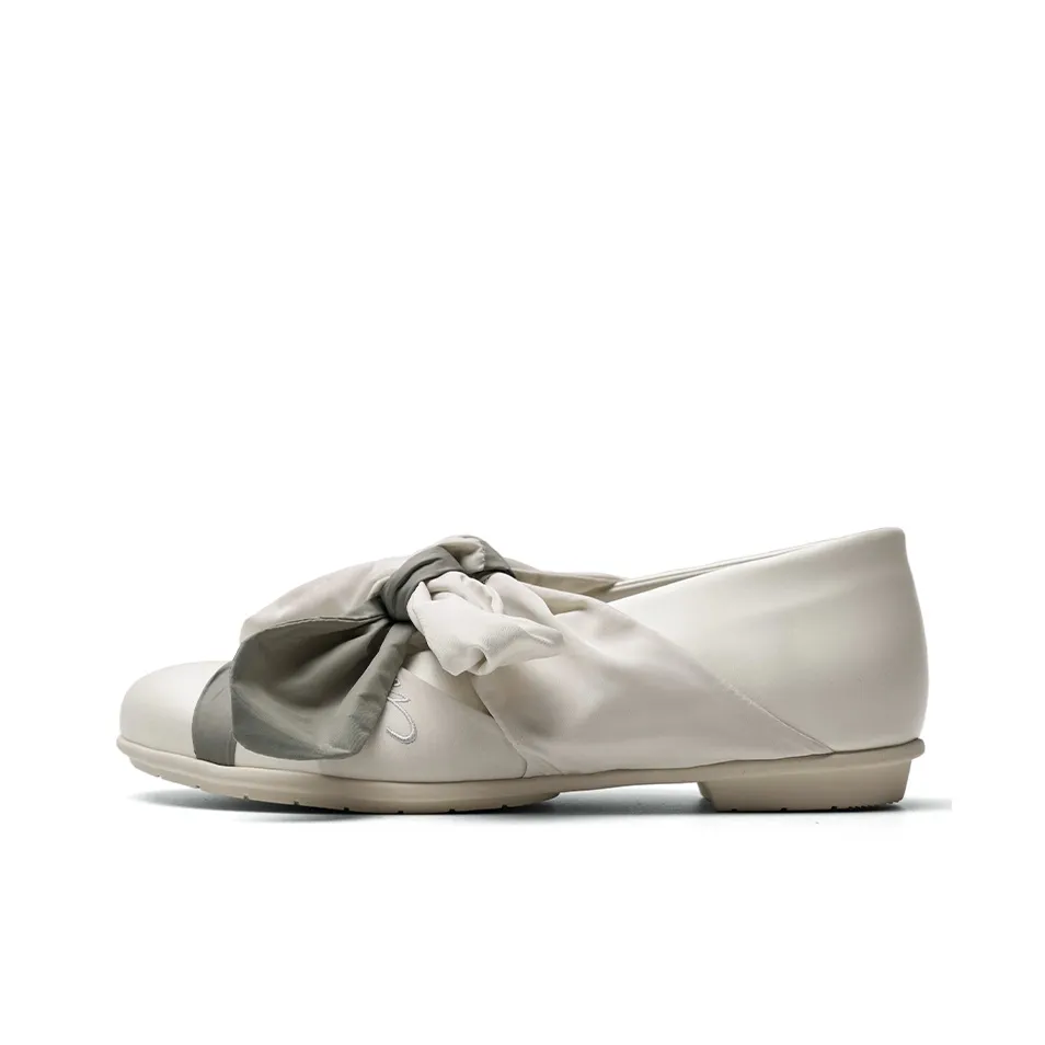 Mule Donkey Плоская подошва Туфли Мэри Джейн Женские Шелк Белый