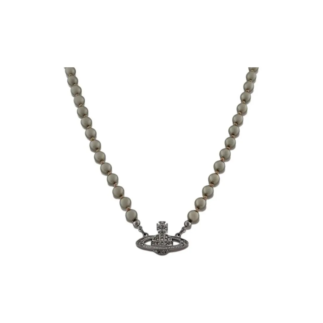 Vivienne Westwood Pearl Necklaces Men's Gunmetal Gray