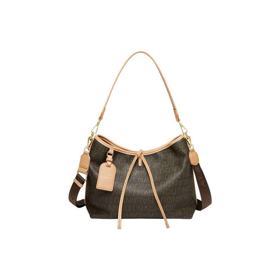 Narandu PVC Synthetic Leather Tote Bag, One Shoulder Crossbody Hobo Bag, Shopping Bag Tubas Women's Coffee