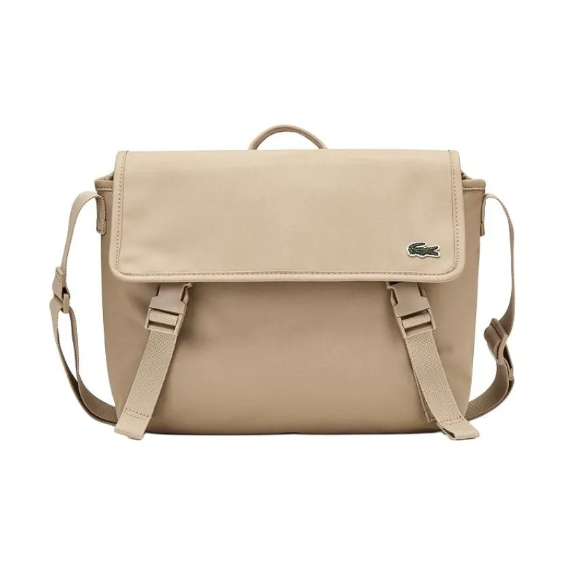 Сумка для курьера из полиэстера с логотипом LACOSTE большая унисекс цвет хаки