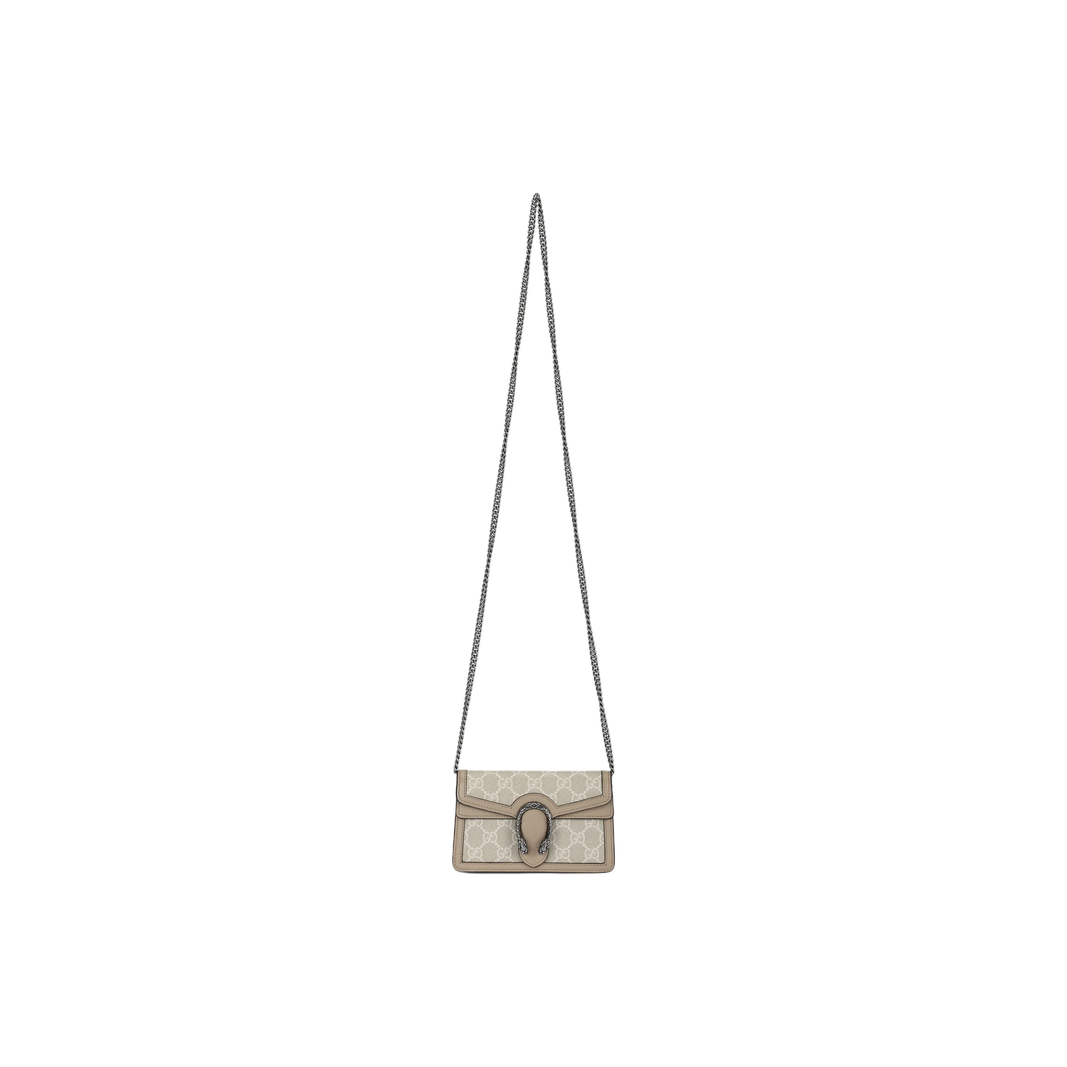 GUCCI Dionysus Canvas With Leather Chain Bag, Crossbody Bag, Shoulder Bag Extra Mini Women's Beige/White