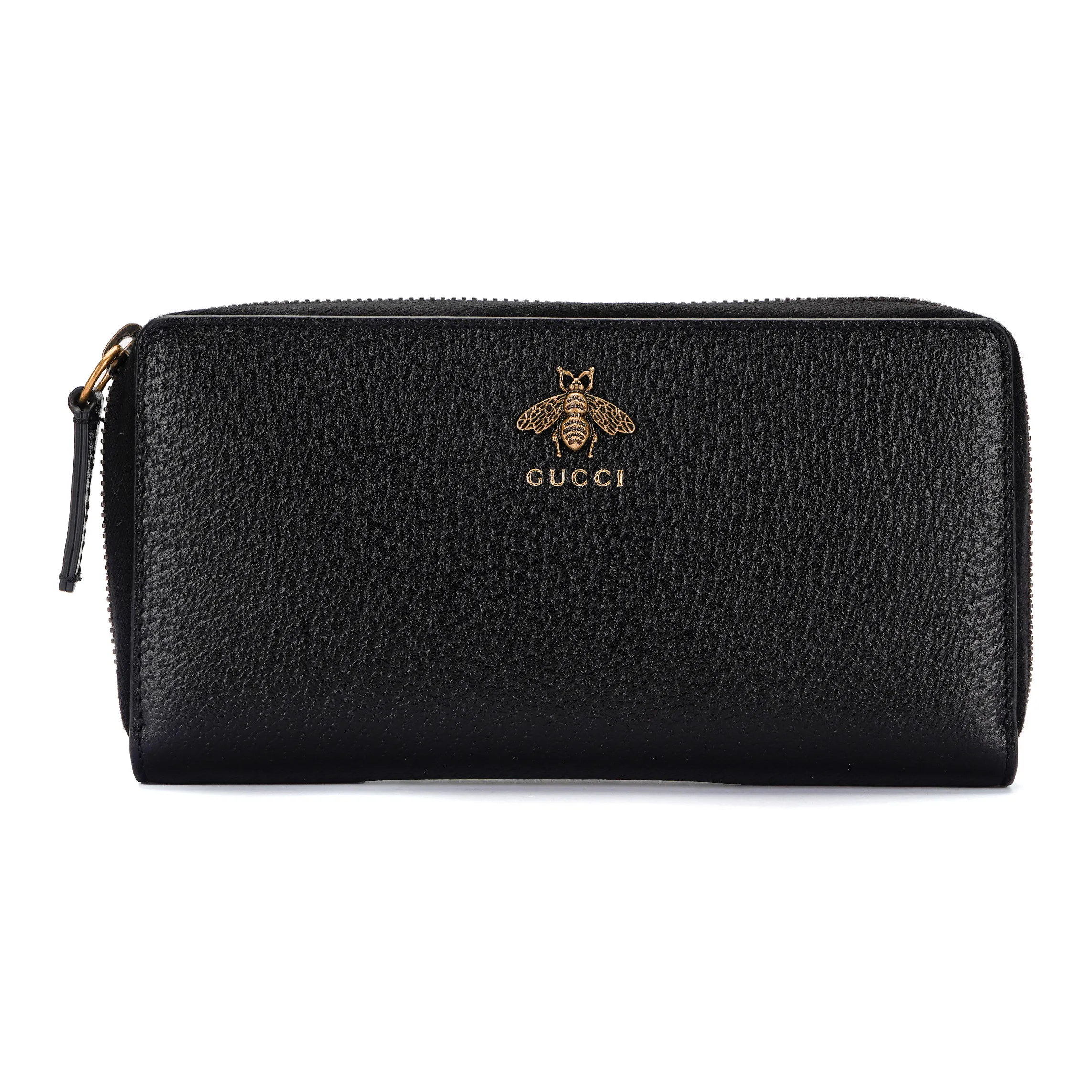 GUCCI Animalier Series Leather Wallet Unisex Black