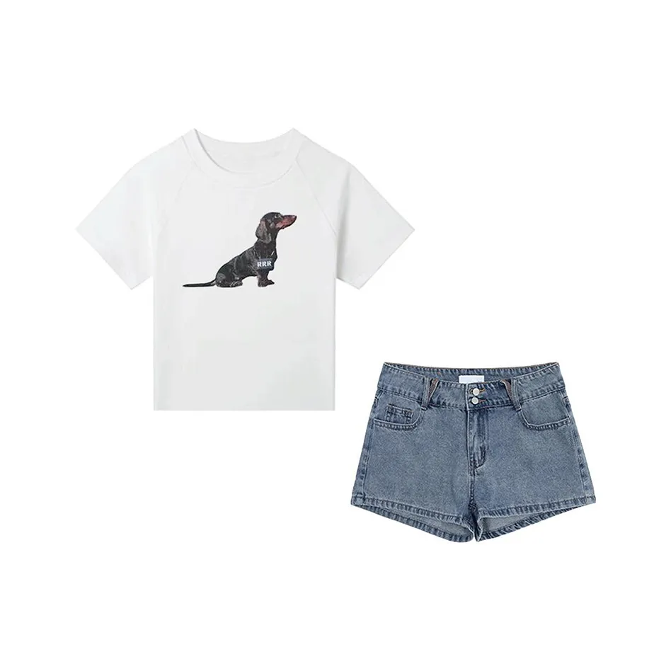 MARIE·COCO Белая рубашка T + джинсовые шорты Женские повседневные костюмы