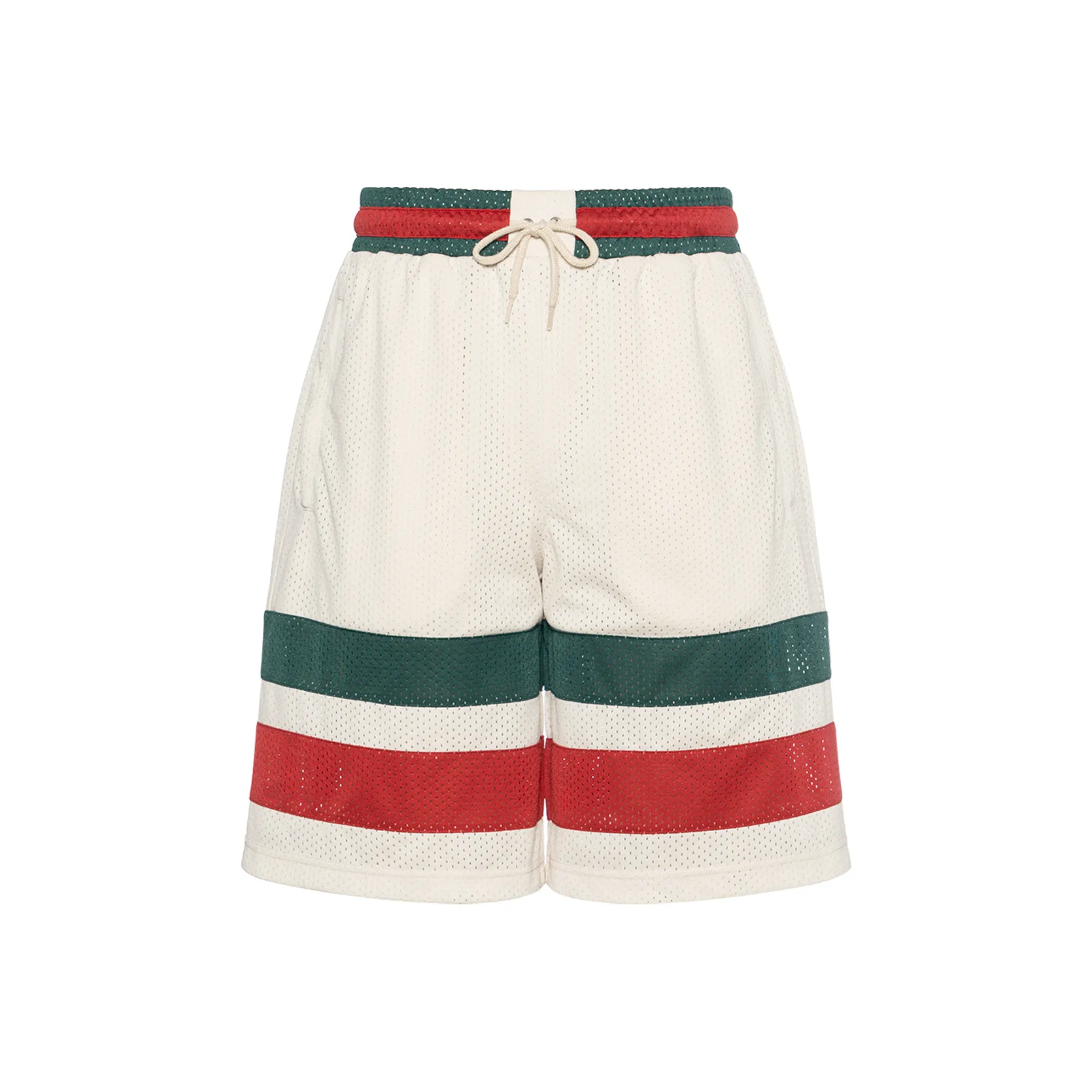 GUCCI Logo Embroidered Wed Striped Bermuda Shorts