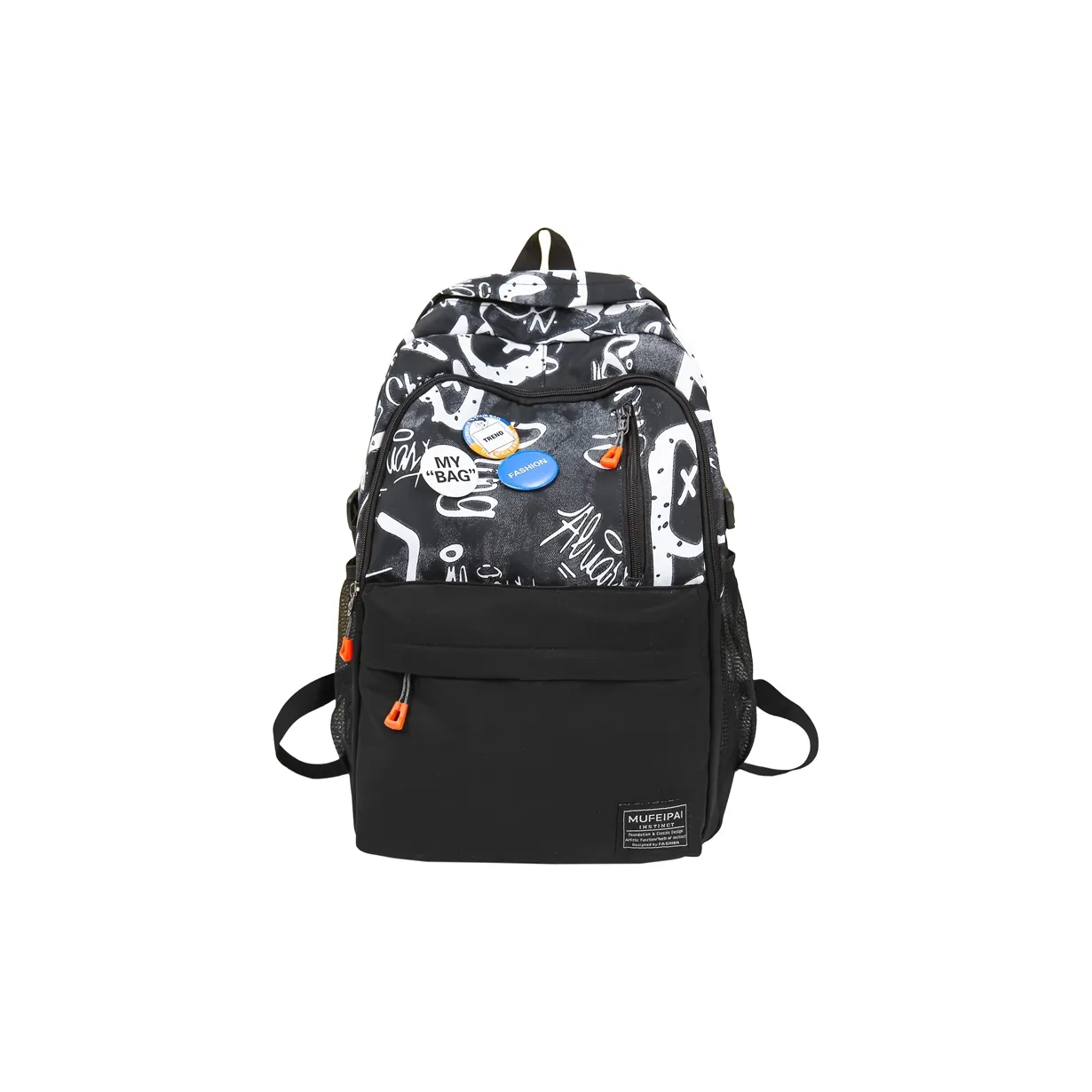 Путешествие Нейлон Рюкзак Унисекс Черный Белый Синий