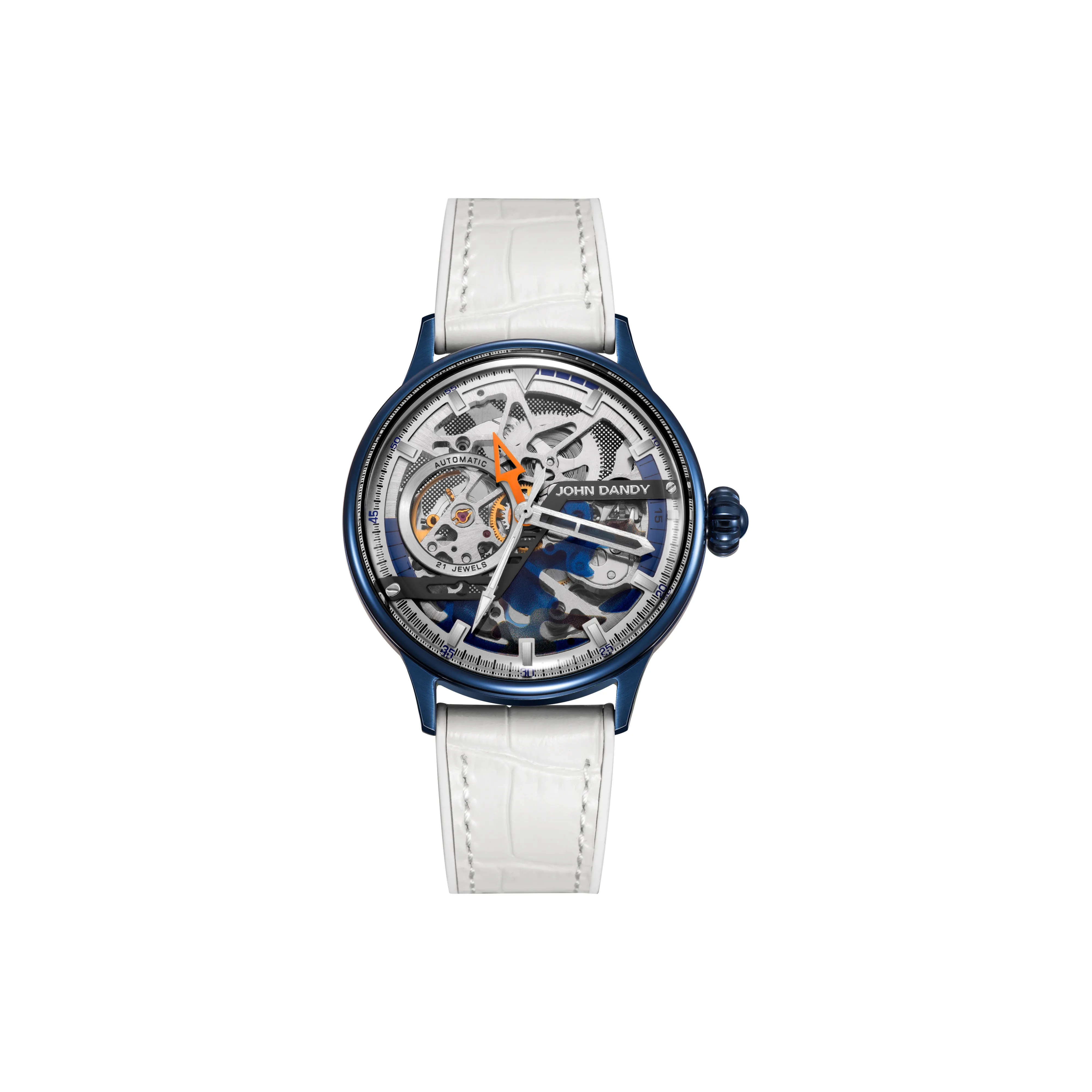 JOHN DANDY Наручные часы Автоматический механический механизм Резина Коровья кожа Ремешок Черепный циферблат Мужские часы