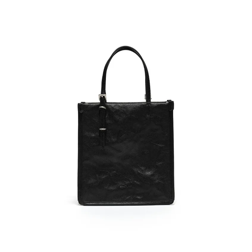 Simedin Коровья кожа Одно плечо Сумка Маленькая Женская Глубокий черный Античное серебро