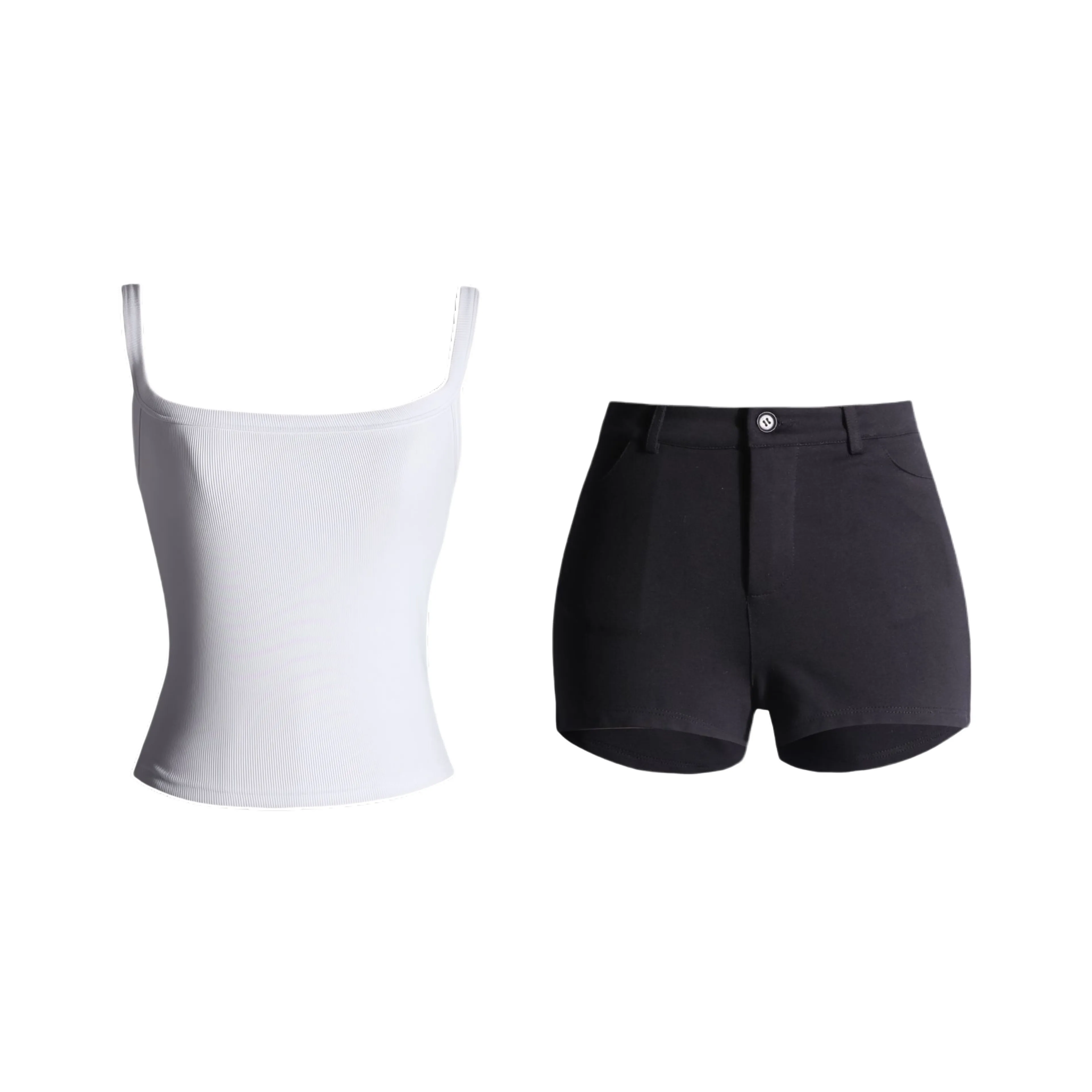YINLEI Белый топ + черные шорты Женские Повседневные костюмы