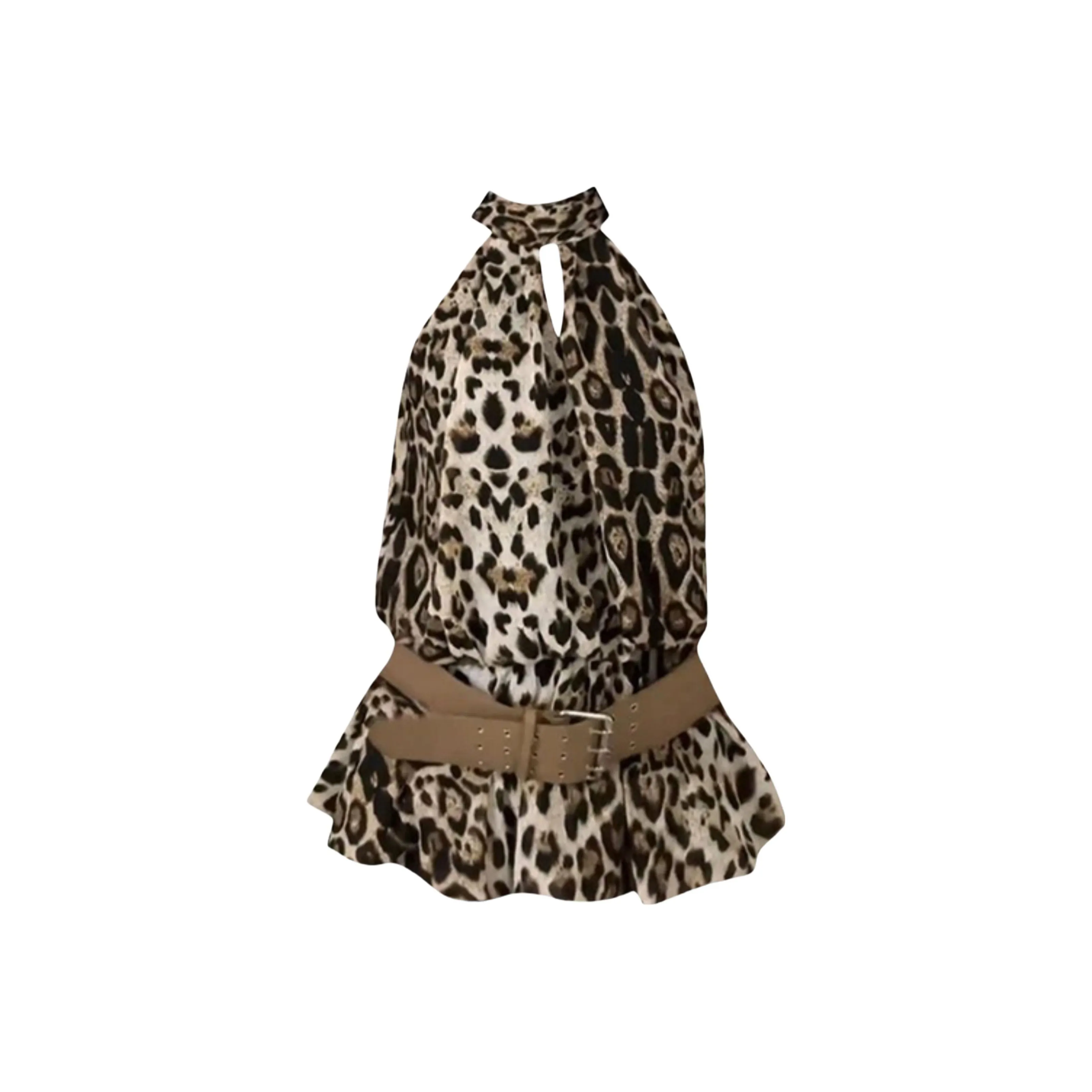 JOPPTI Леопардовый принт Женские Платья без рукавов