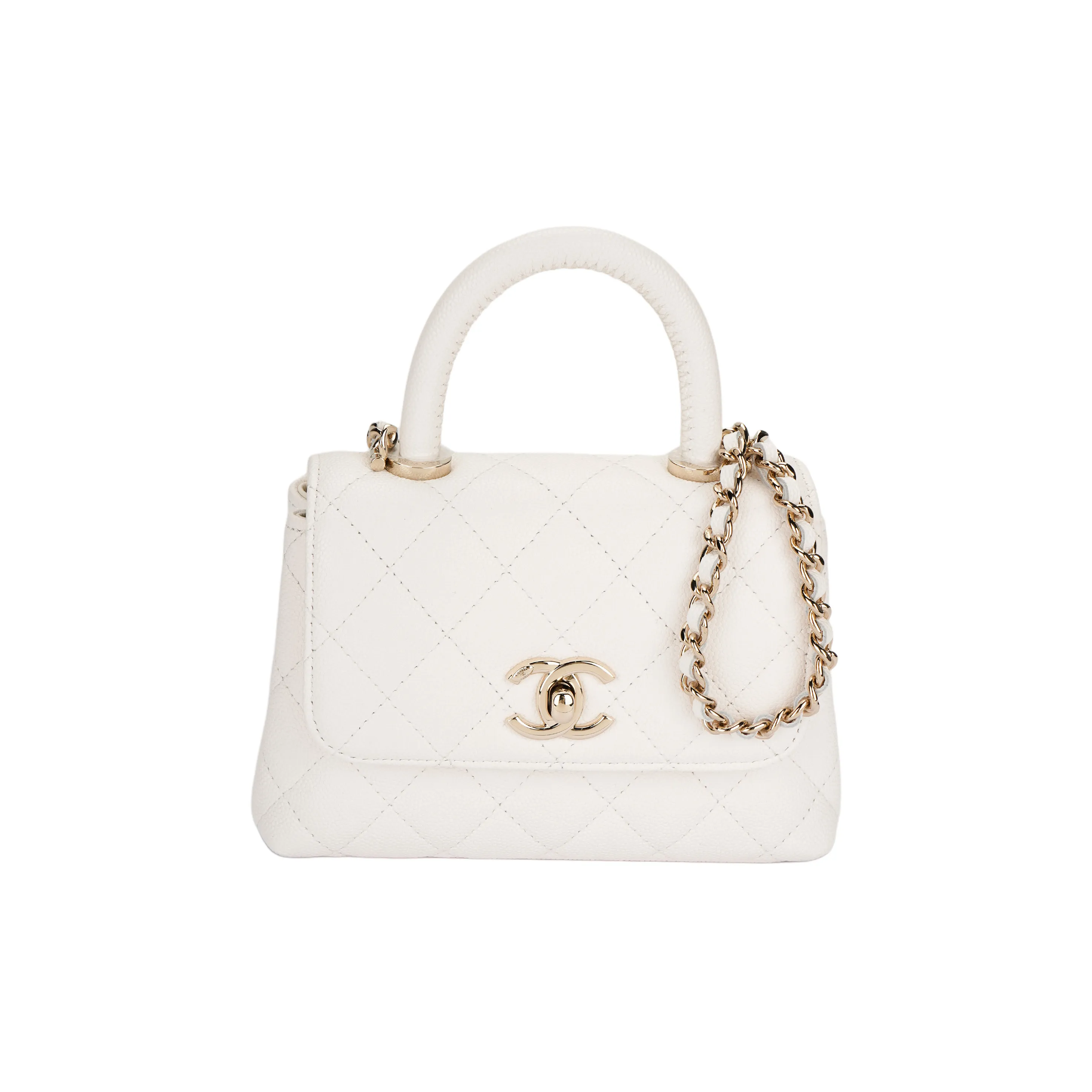 CHANEL Grain Cow Leather Shoulder Bag, Crossbody Bag, Handbag Women's White