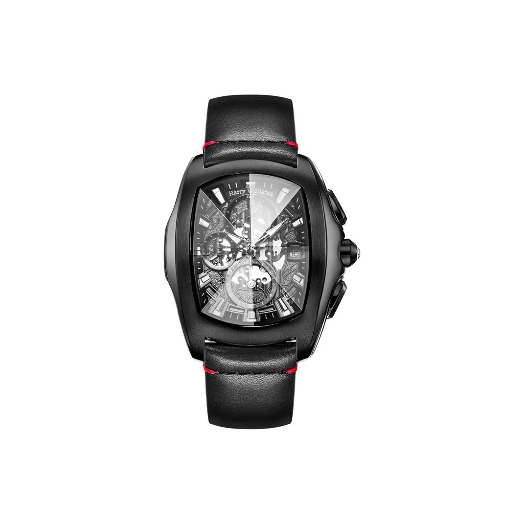 HARRY WILLIAMS Revival Collection Мужские часы Кварцевый механизм Коровья кожа Ремешок Черепный циферблат Мужские часы