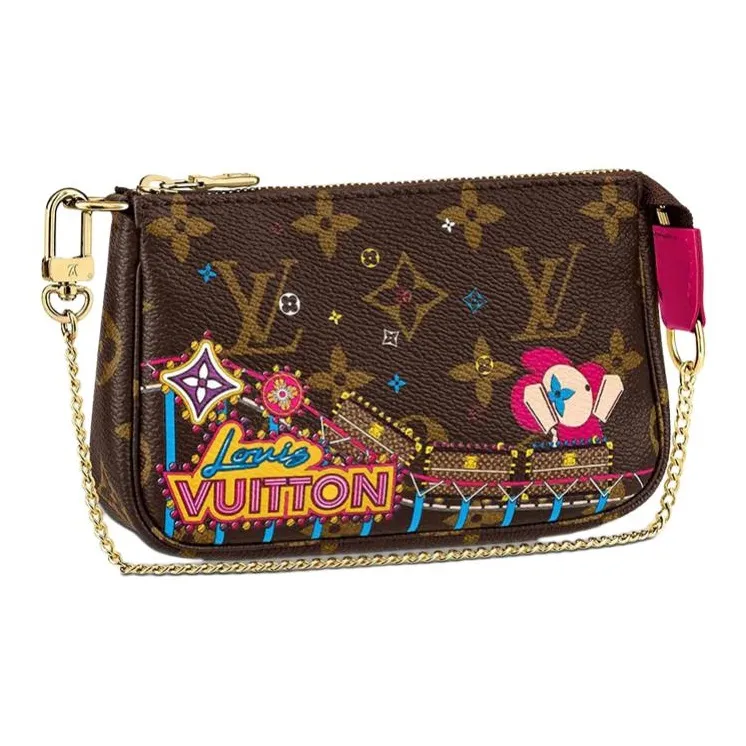 LOUIS VUITTON Pochette Accessories Monogram Vivienne Holiday Mini Rose Pivoine Pink