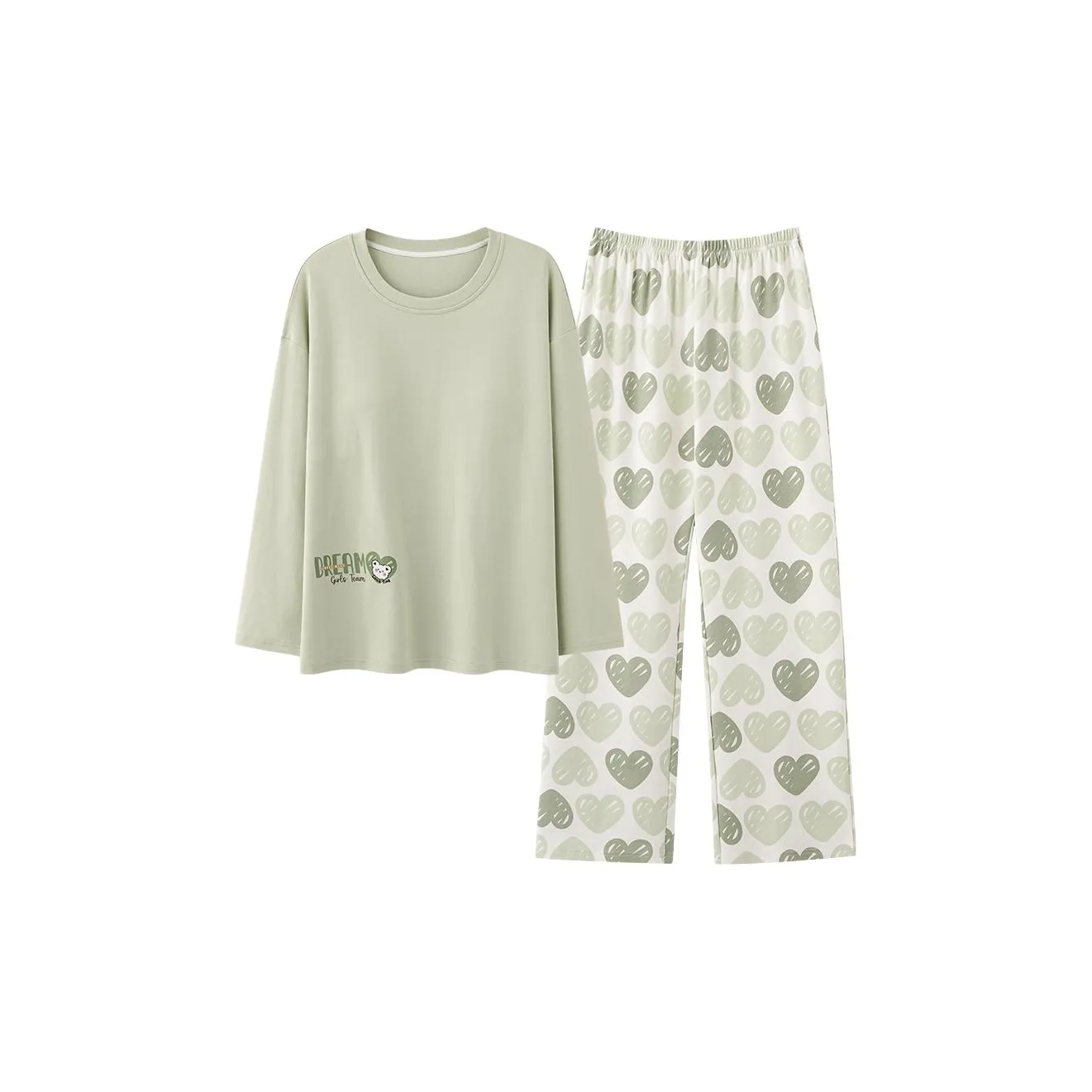 QIAOJIAREN Светло-зеленый женский пижамный комплект
