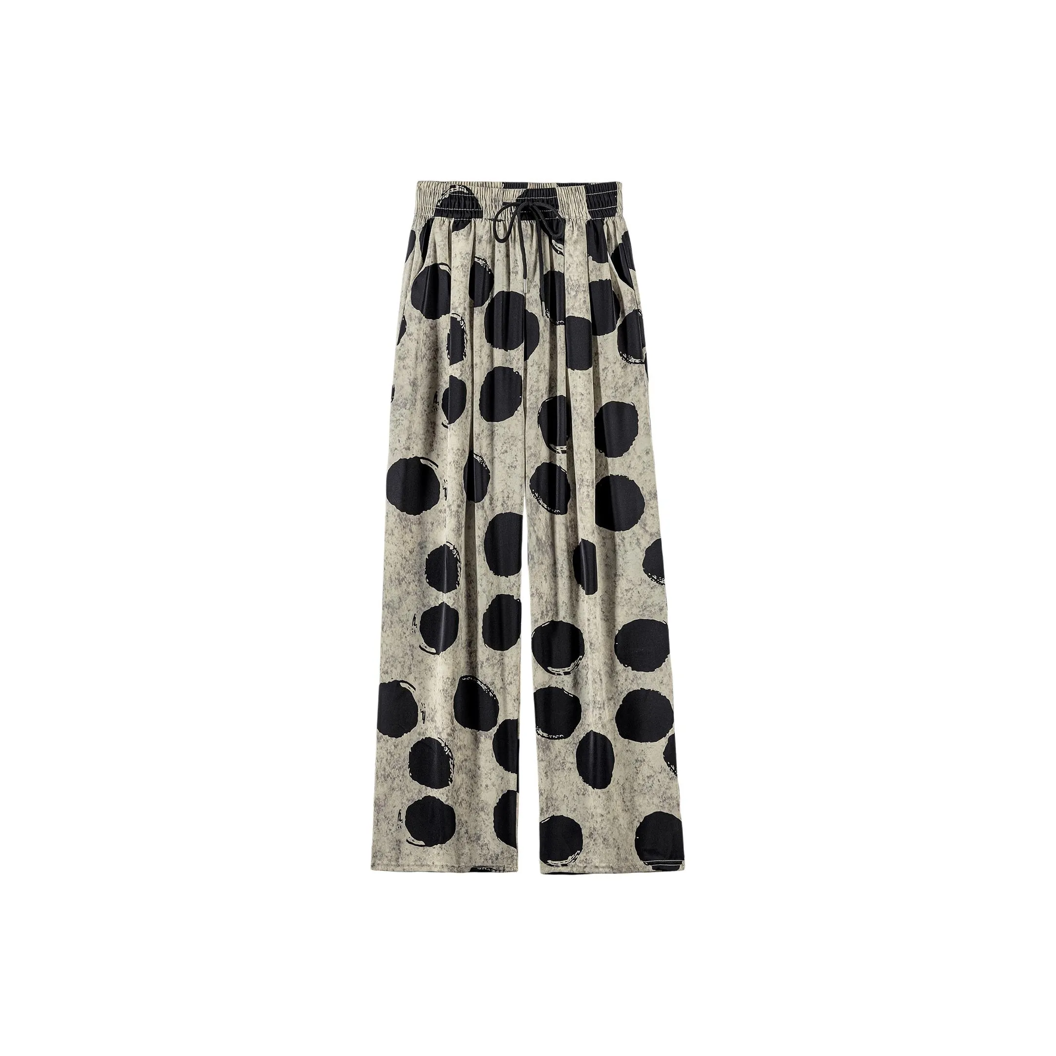 Touch Черный гороховый узор женские повседневные брюки