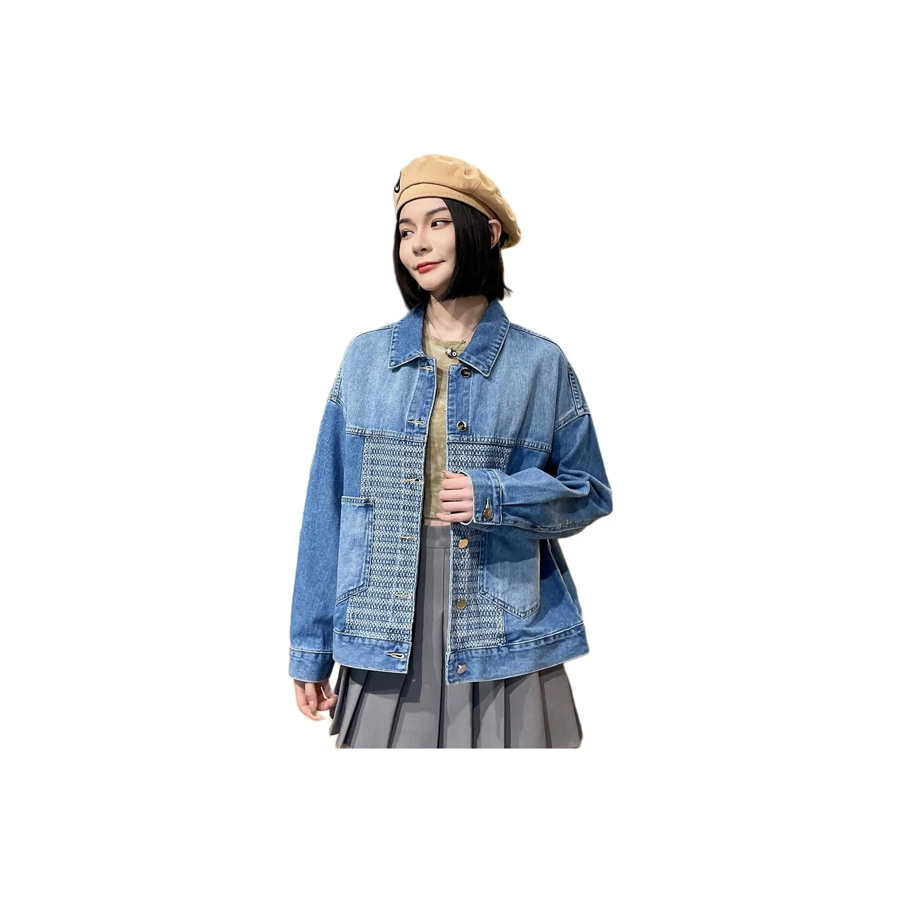 Tonlion Светло-синие Женские Джинсовые Куртки