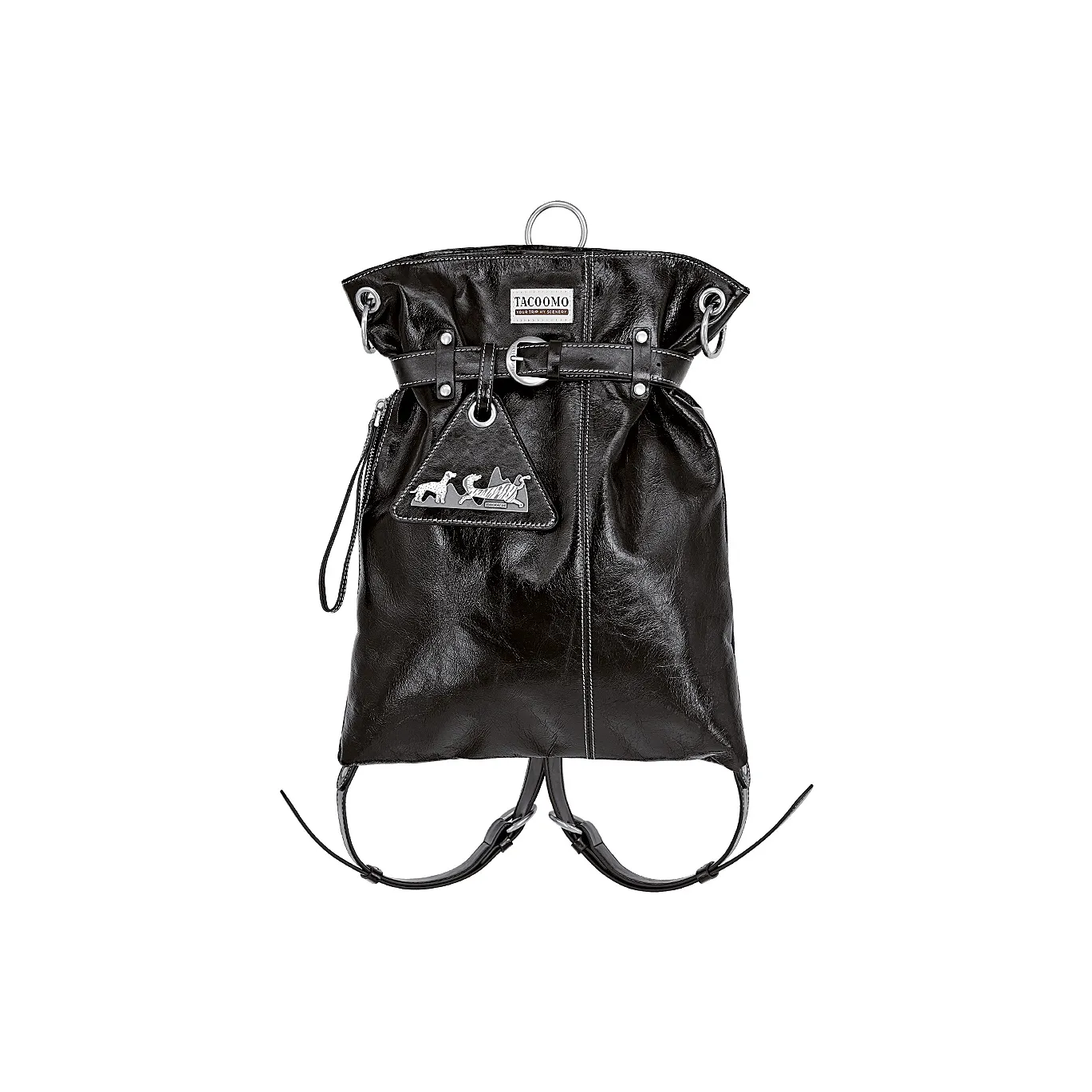 Great Dog and Black Horse Рюкзак из коровьей кожи средний женский темно-черный вороний