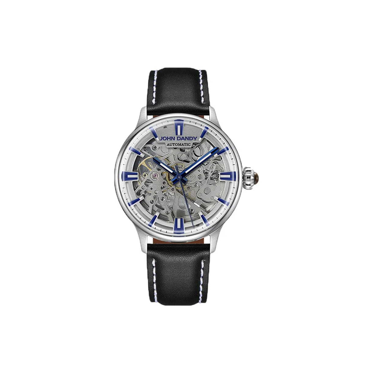 JOHN DANDY Secret Planet Наручные часы Автоматический механический механизм Коровья кожа Ремень Череп Циферблат Мужские часы