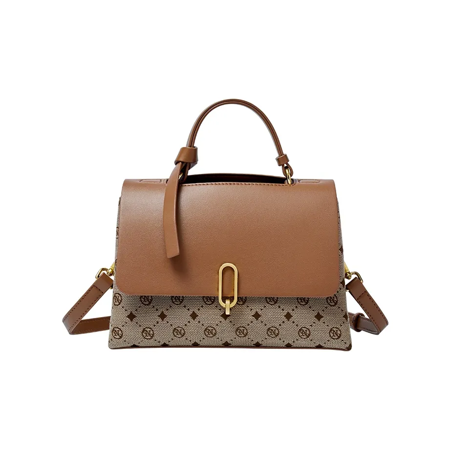 Narandu PVC Handbag Shoulder Bag Crossbody Bag Commuter Bag Medium Size Women's Caramel Brown
