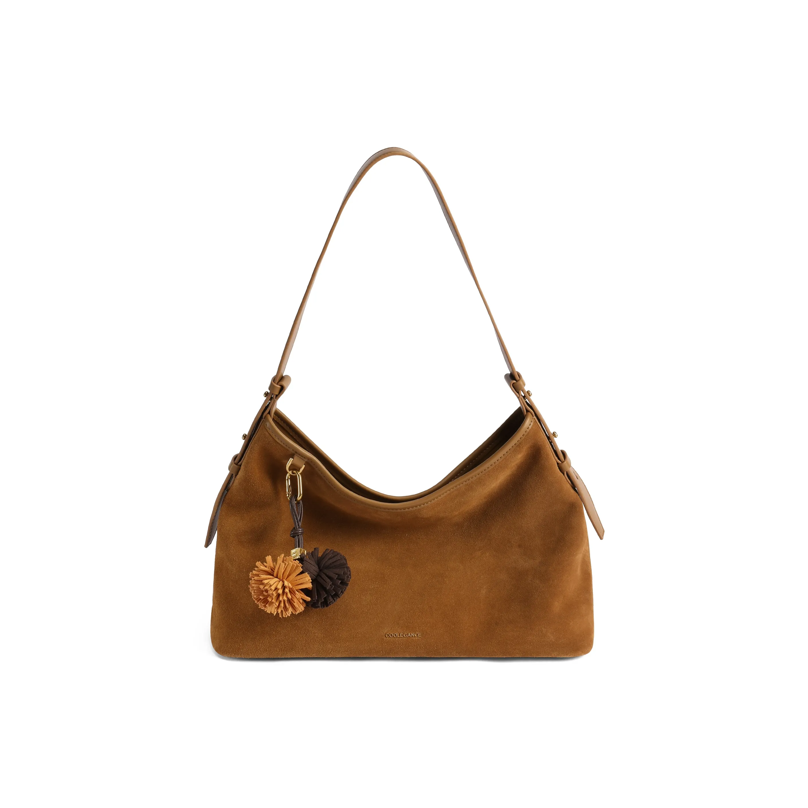 BELLE Нубук Плечевая сумка Большая Женская Коричневая