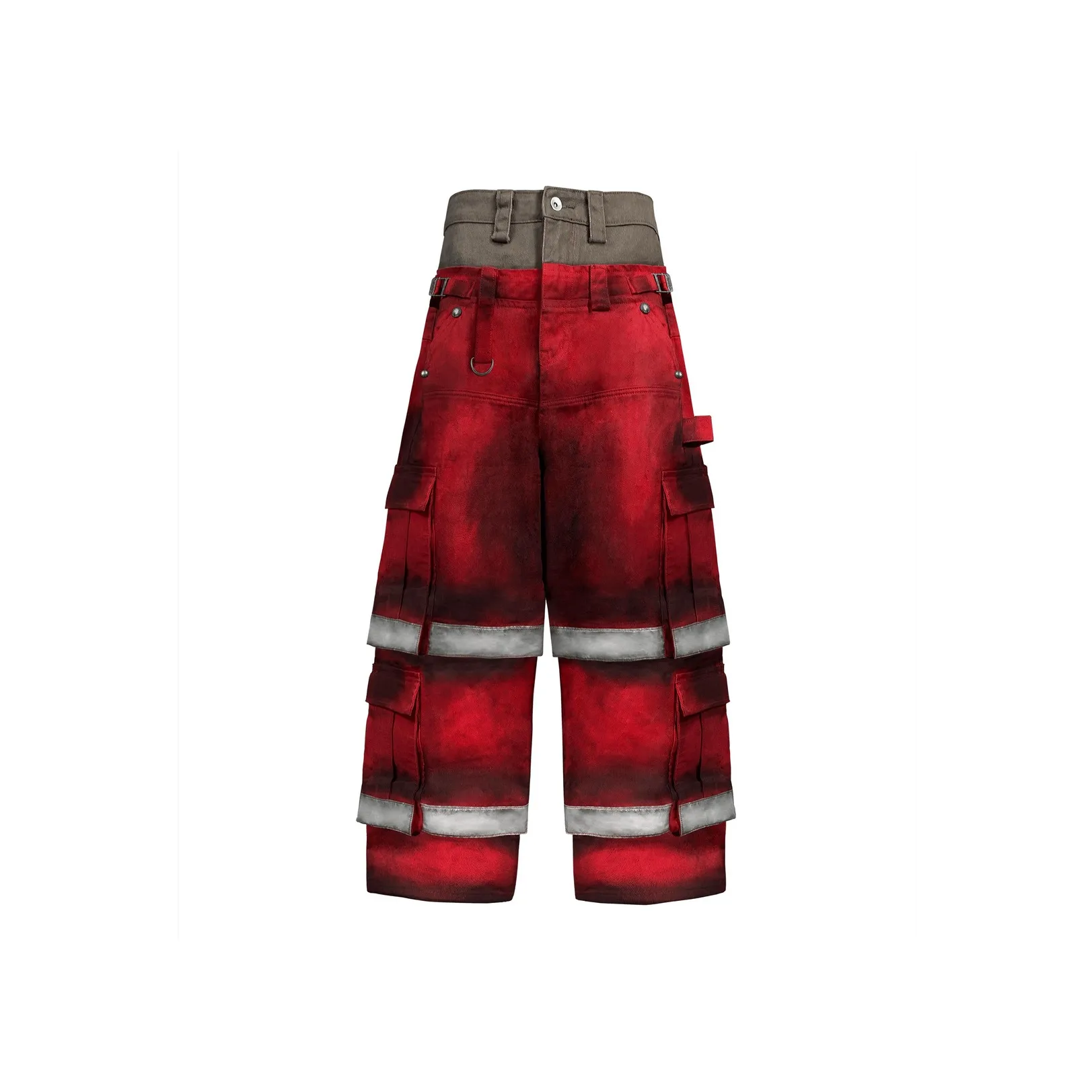 TECNINE DROP2 Fireman Карго Брюки TecNineGroup Карго Брюки Унисекс Красный Белый